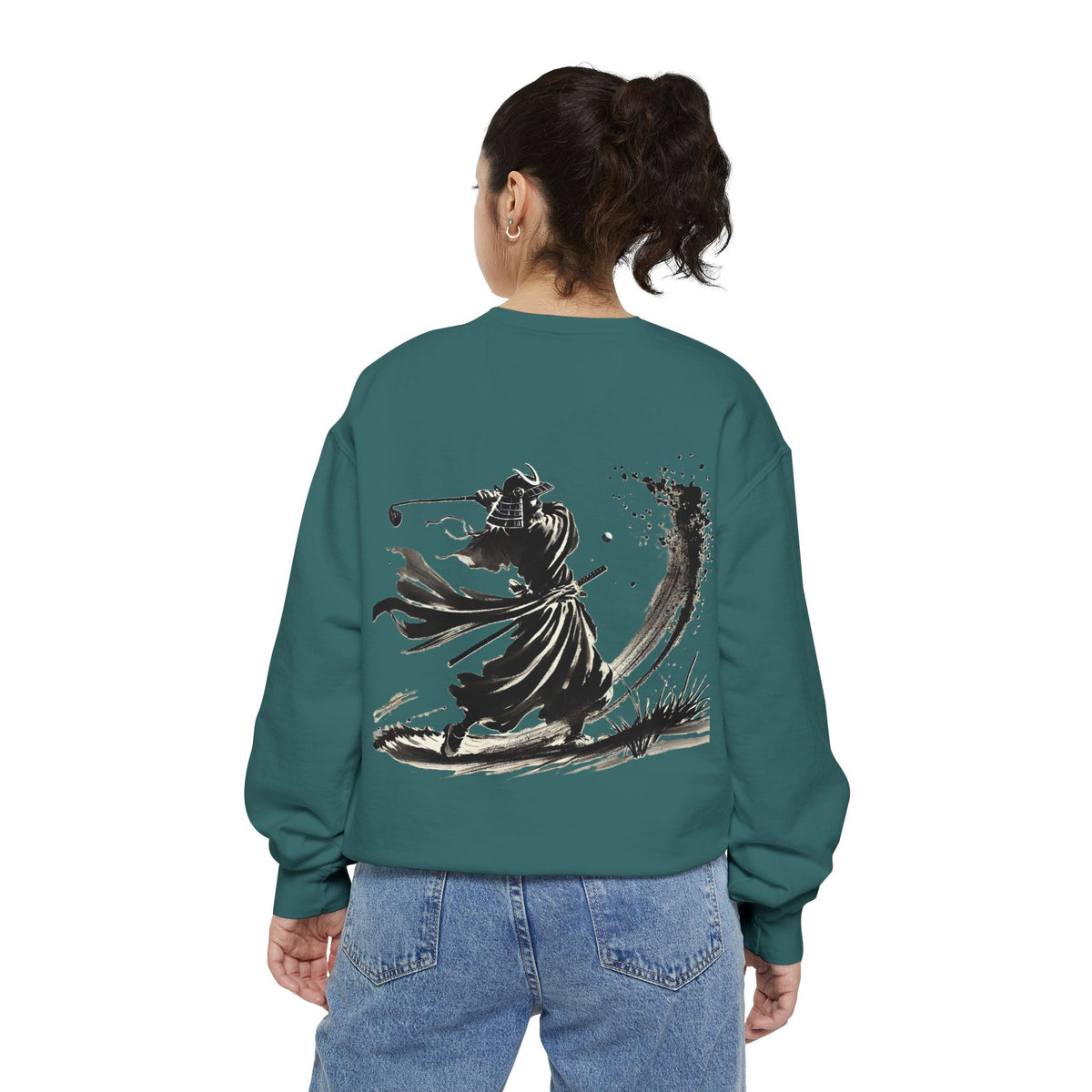 Bunker Blast Samurai Golfer Chest and Back Print Sweatshirt