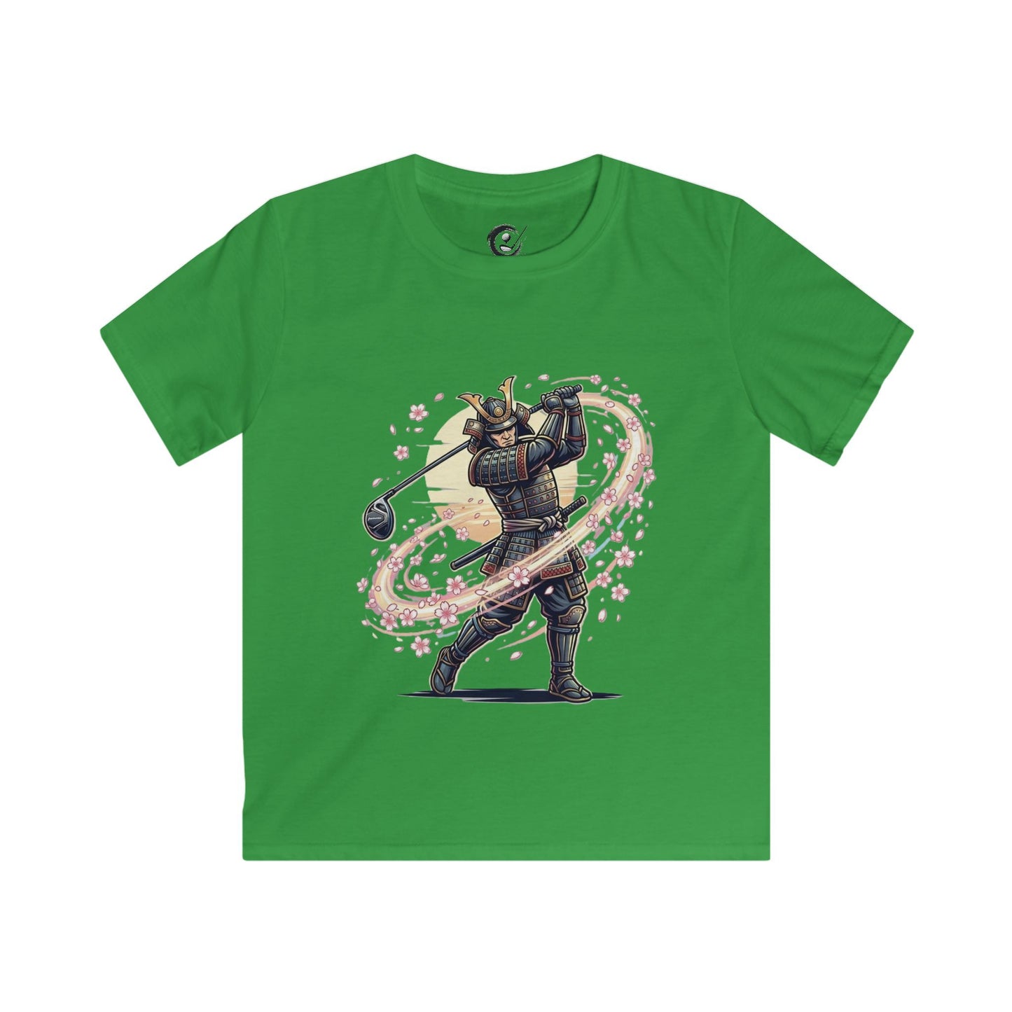 Zen Spot Golf Custom Samurai Golfer Kids Vintage Warrior Swing Graphic T‑Shirt