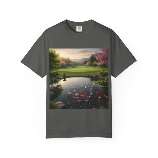 Zen Spot Customized Comfort Colors Zen — Koi Pond Sunset Graphic Tee