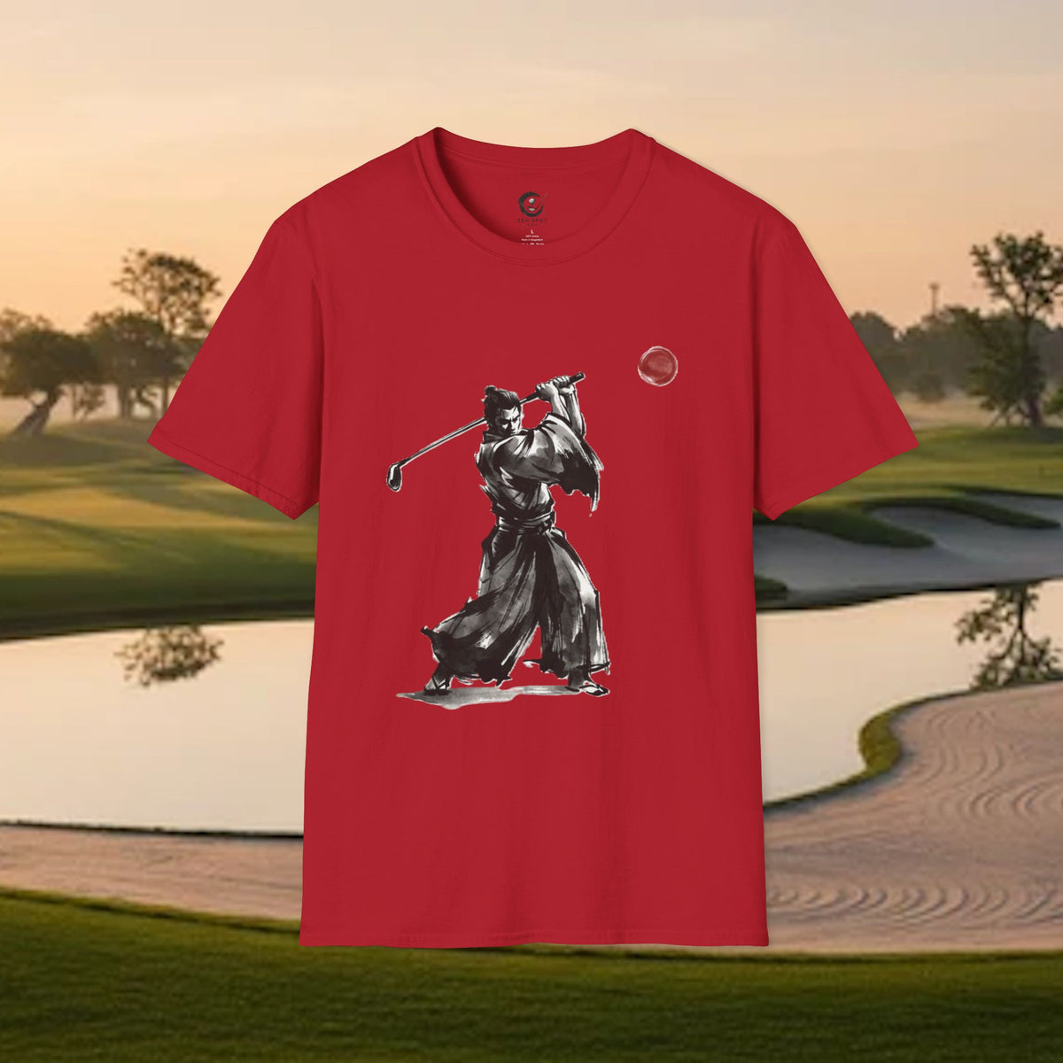 Samurai Golfer T-Shirt — Zen Golf Brushstroke Design