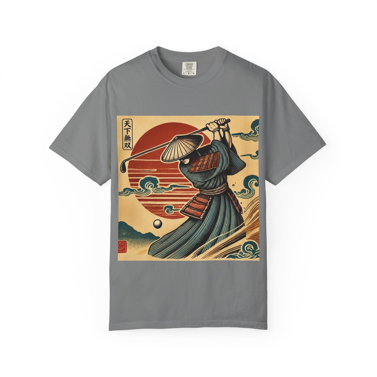 Zen Spot Customized Comfort Colors Samurai Sunset T-Shirt — Vintage Japanese Warrior Graphic Tee