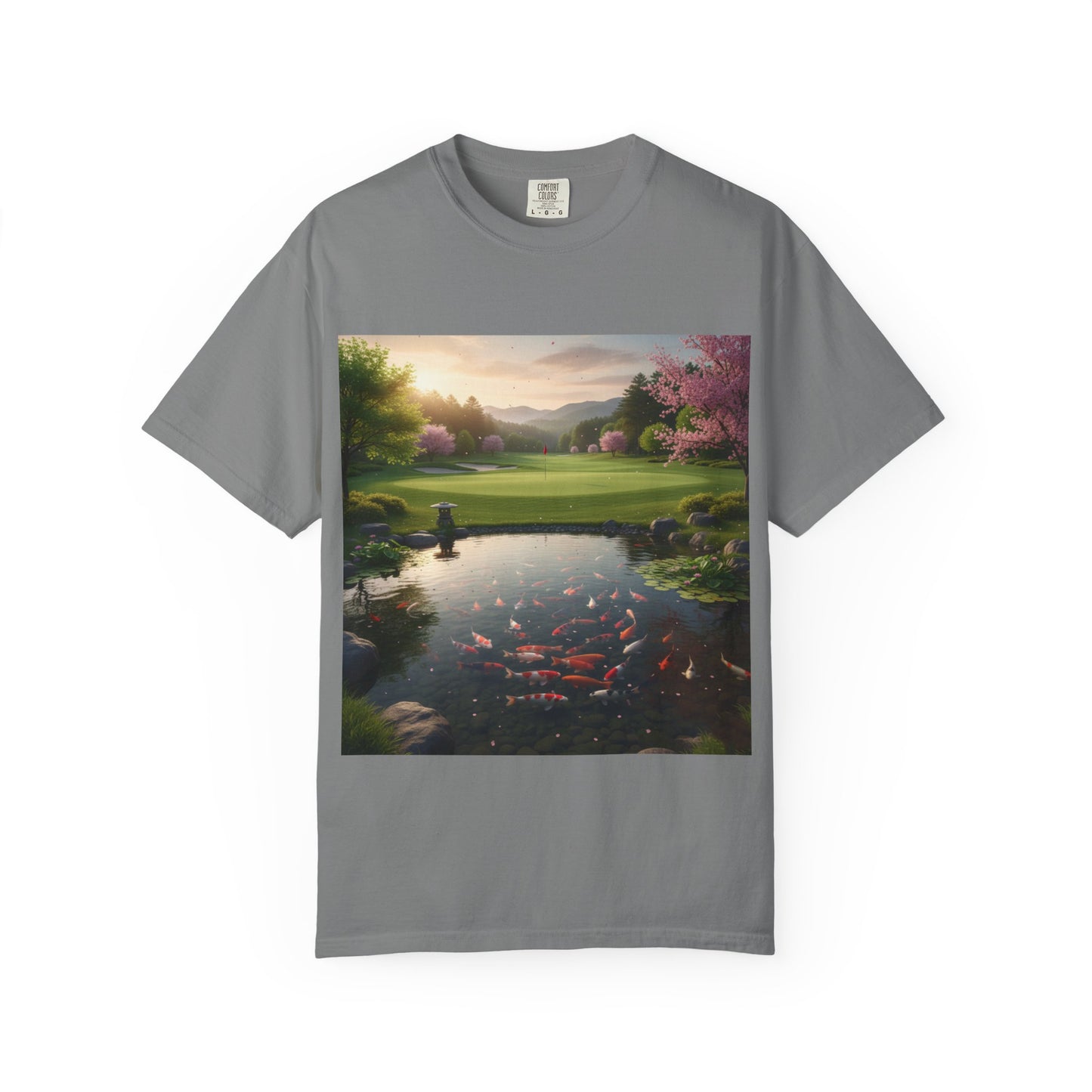 Zen Spot — Koi Pond Sunset Graphic Tee (Front Print)