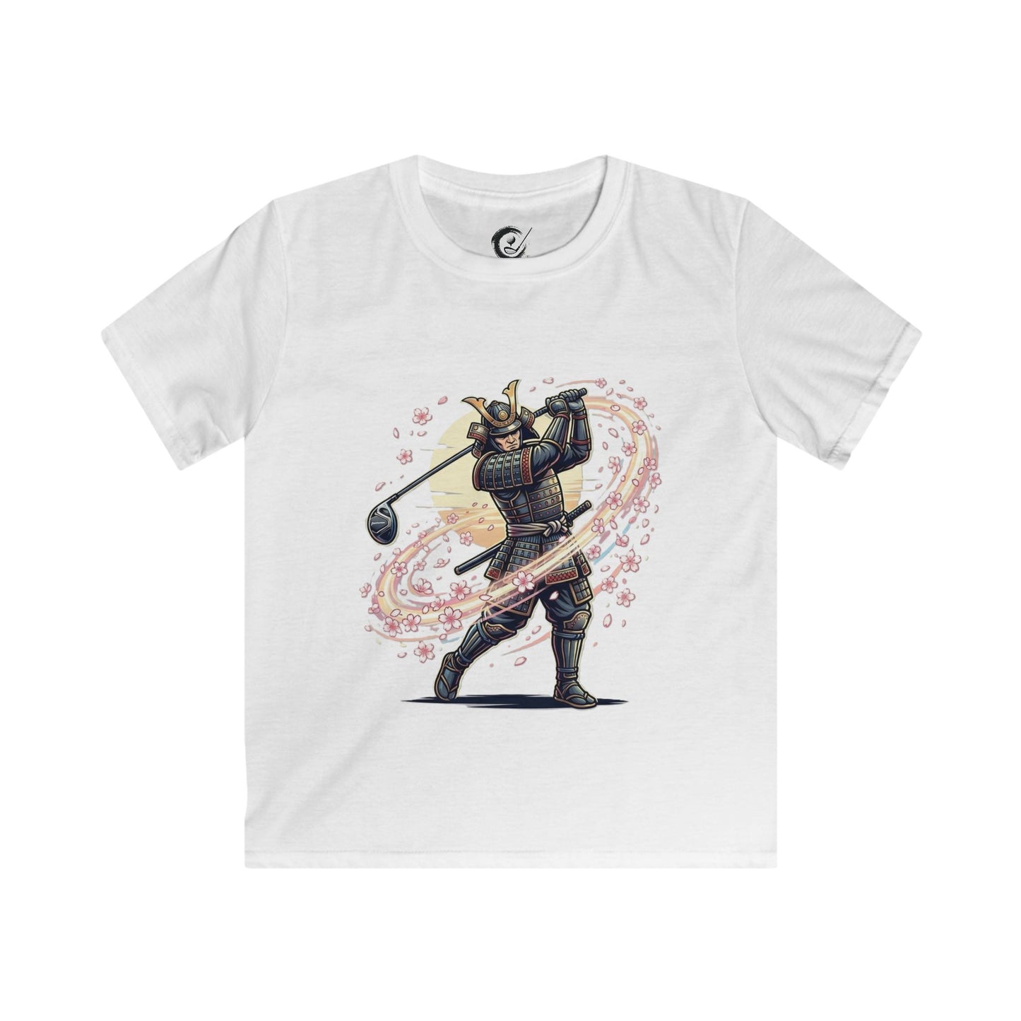 Zen Spot Golf Custom Samurai Golfer Kids Vintage Warrior Swing Graphic T‑Shirt