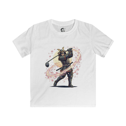 Zen Spot Golf Custom Samurai Golfer Kids Vintage Warrior Swing Graphic T‑Shirt