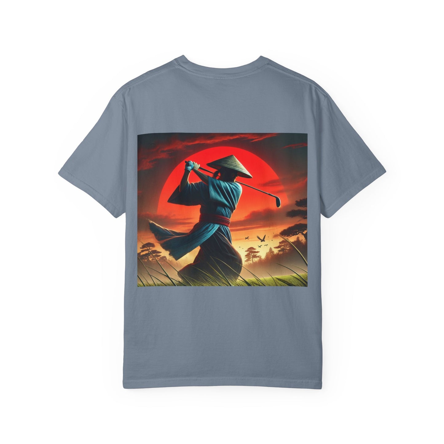 Zen Spot Golf Custom Sunset Warrior Samurai Golfer Graphic T-Shirt