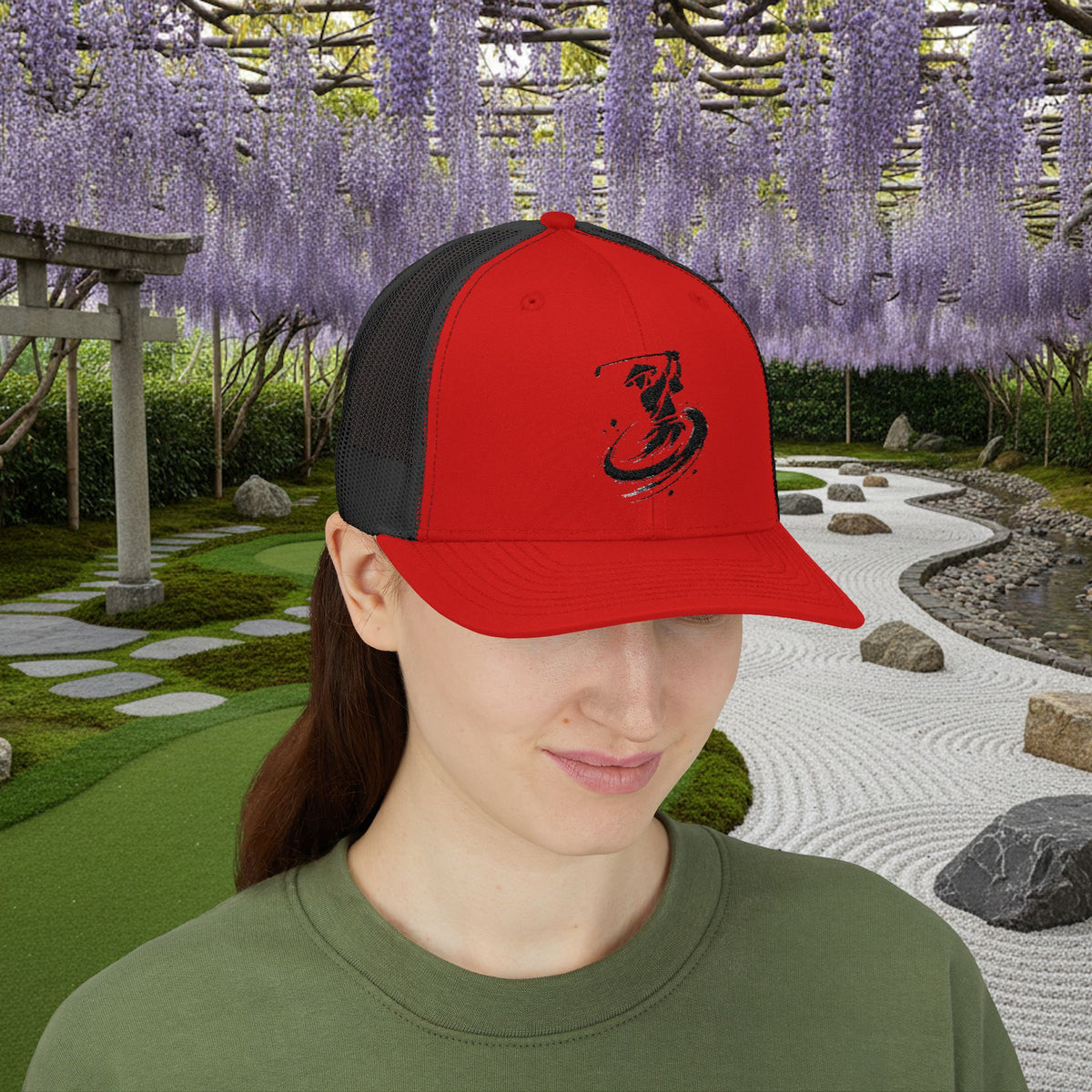 Embroidered Kendo Samurai Golf Swing Trucker Hat