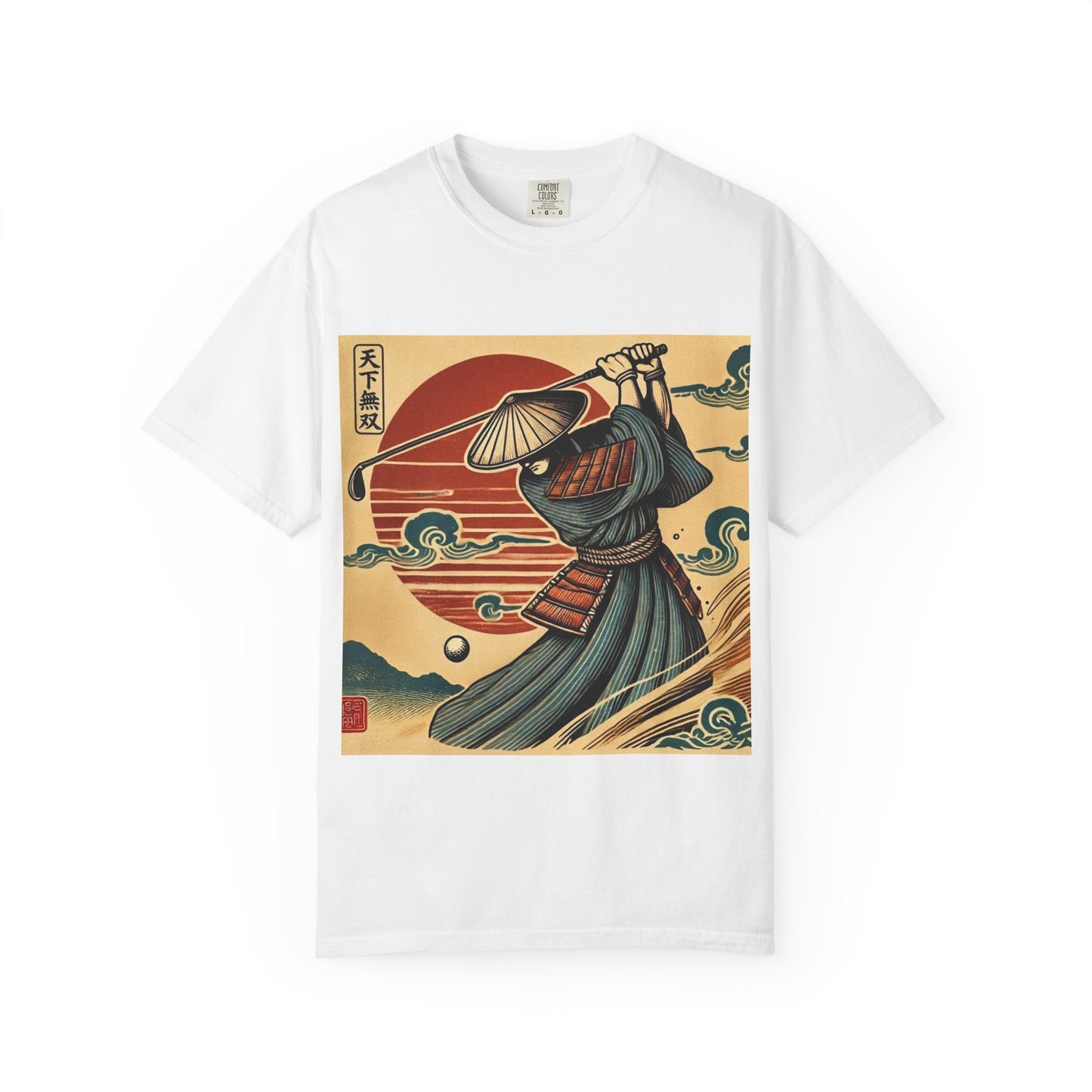 Zen Spot Customized Comfort Colors Samurai Sunset T-Shirt — Vintage Japanese Warrior Graphic Tee
