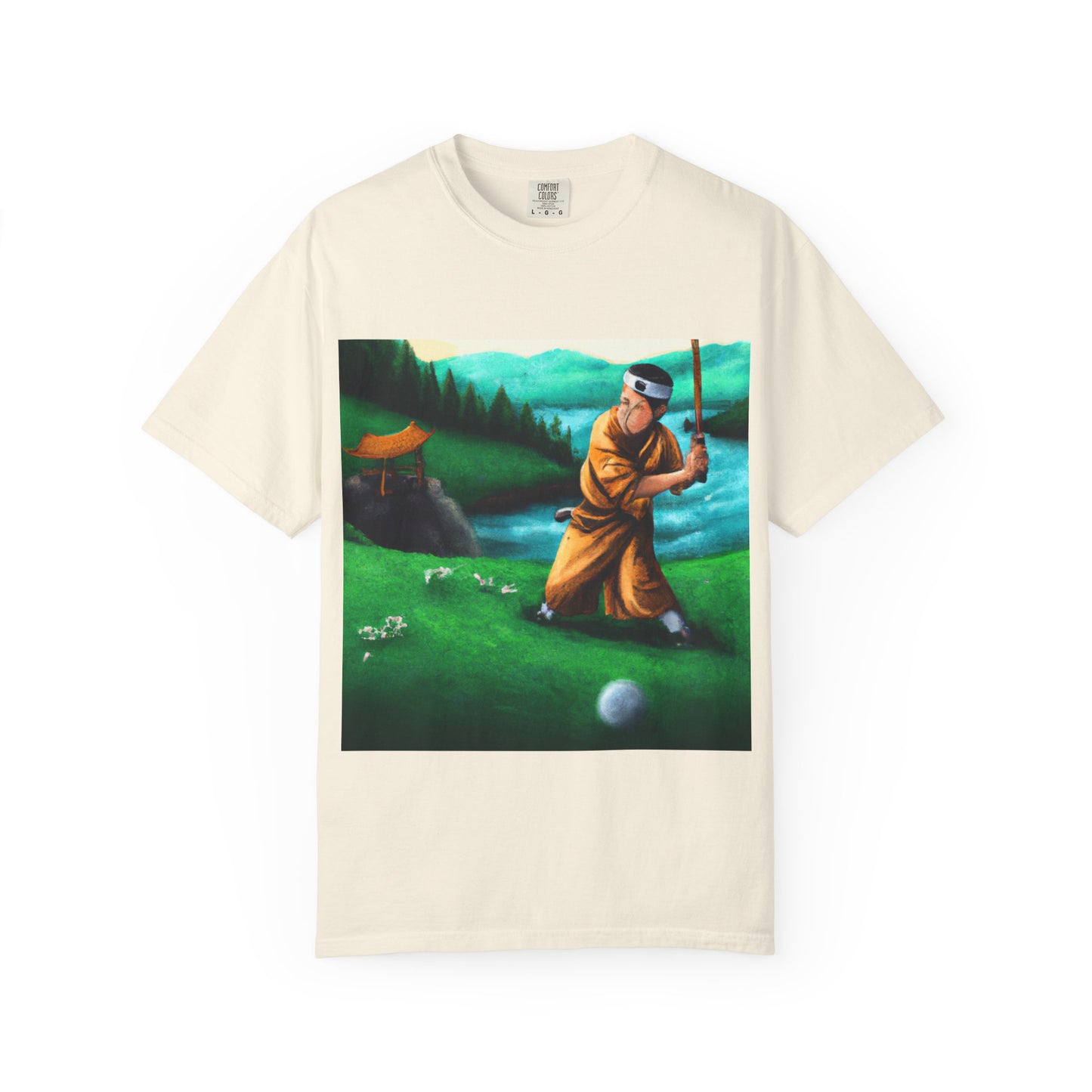 Zen Spot Golf Custom Monk Golfer Oil Painting Art Graphic T-Shirt