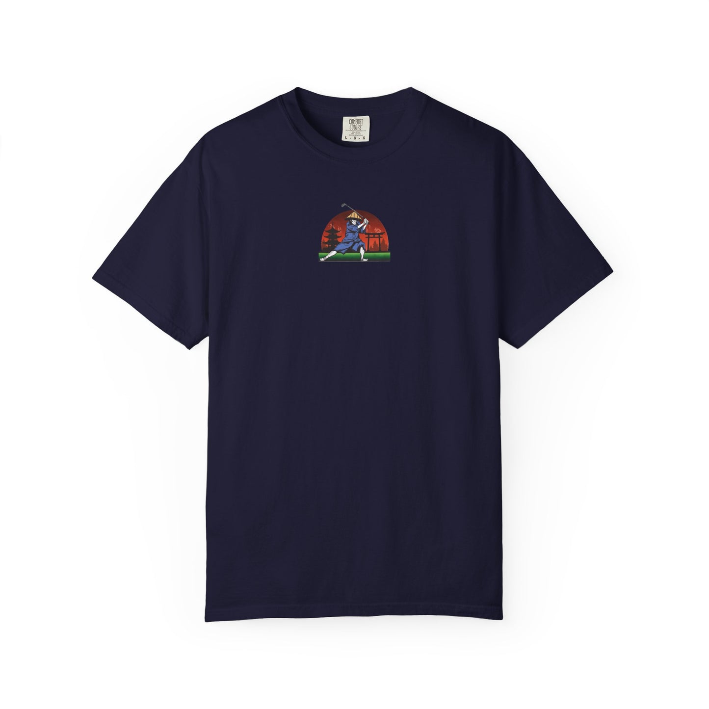 Zen Spot Golf Custom Japanese Sunset Samurai Golfer Graphic T-Shirt