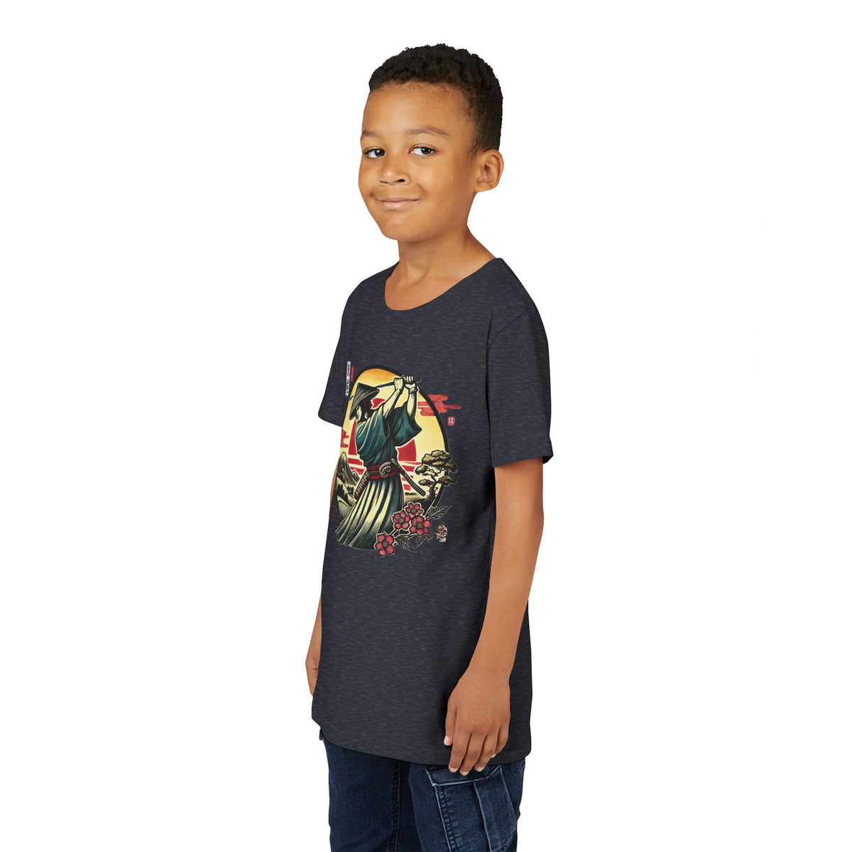 Samurai Golfer Sunset Graphic Youth T-Shirt