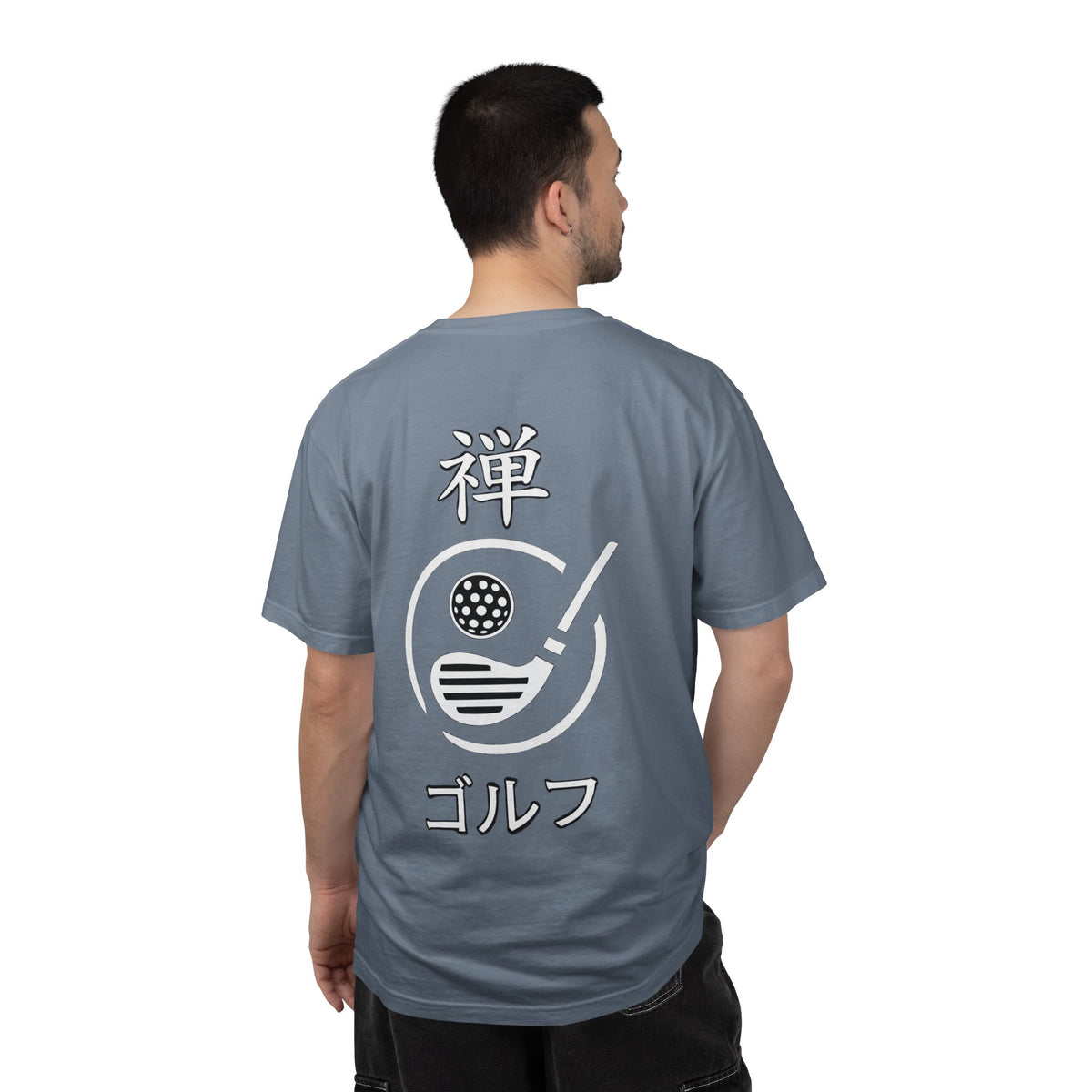 Japanese Kanji Zen Golf Chest and Back Graphic T‑Shirt