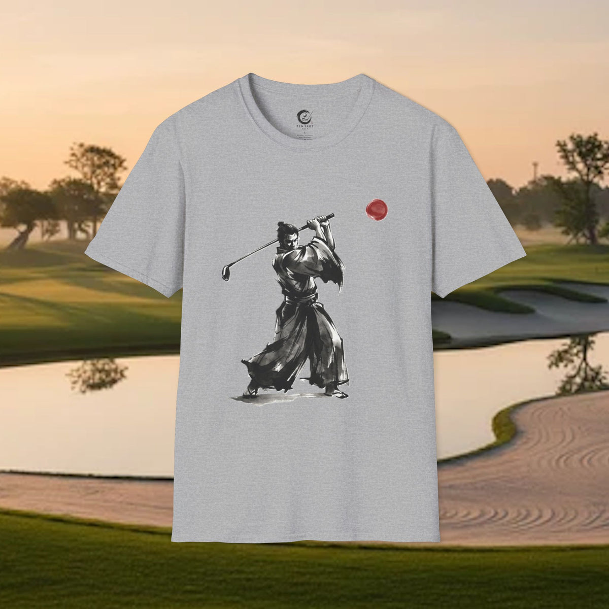 Samurai Golfer T-Shirt — Zen Golf Brushstroke Design