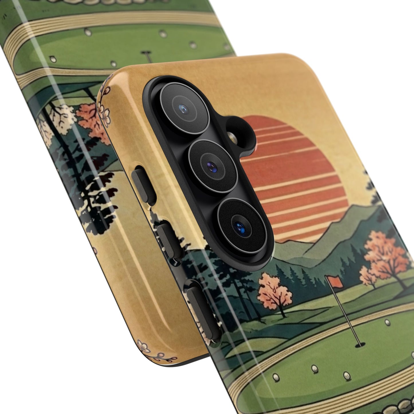 Golf Koi Pond Phone Case — Vintage Sunset Golf Course Design