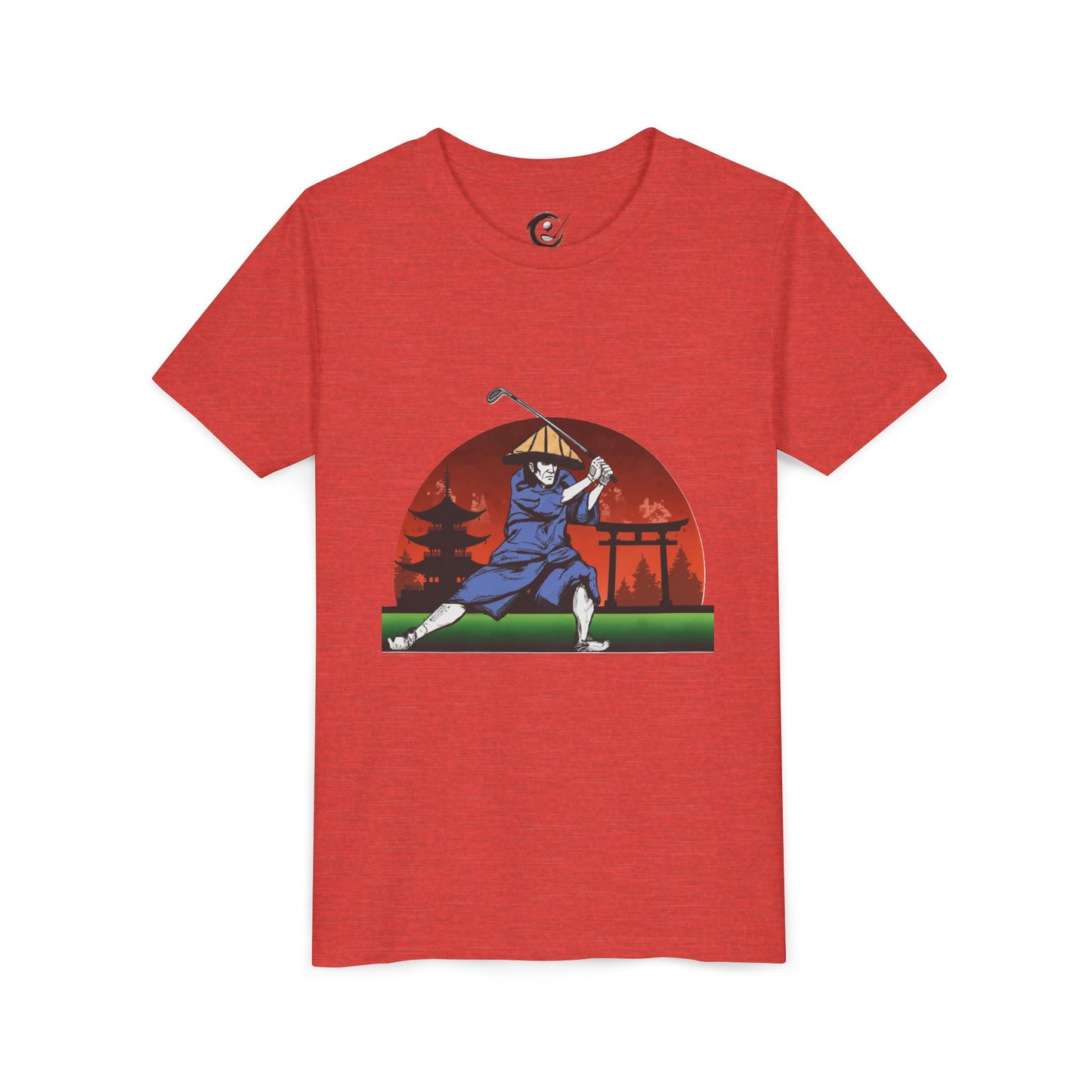 Zen Spot Golf Custom Japanese Samurai Golfer Graphic Kid T-Shirt
