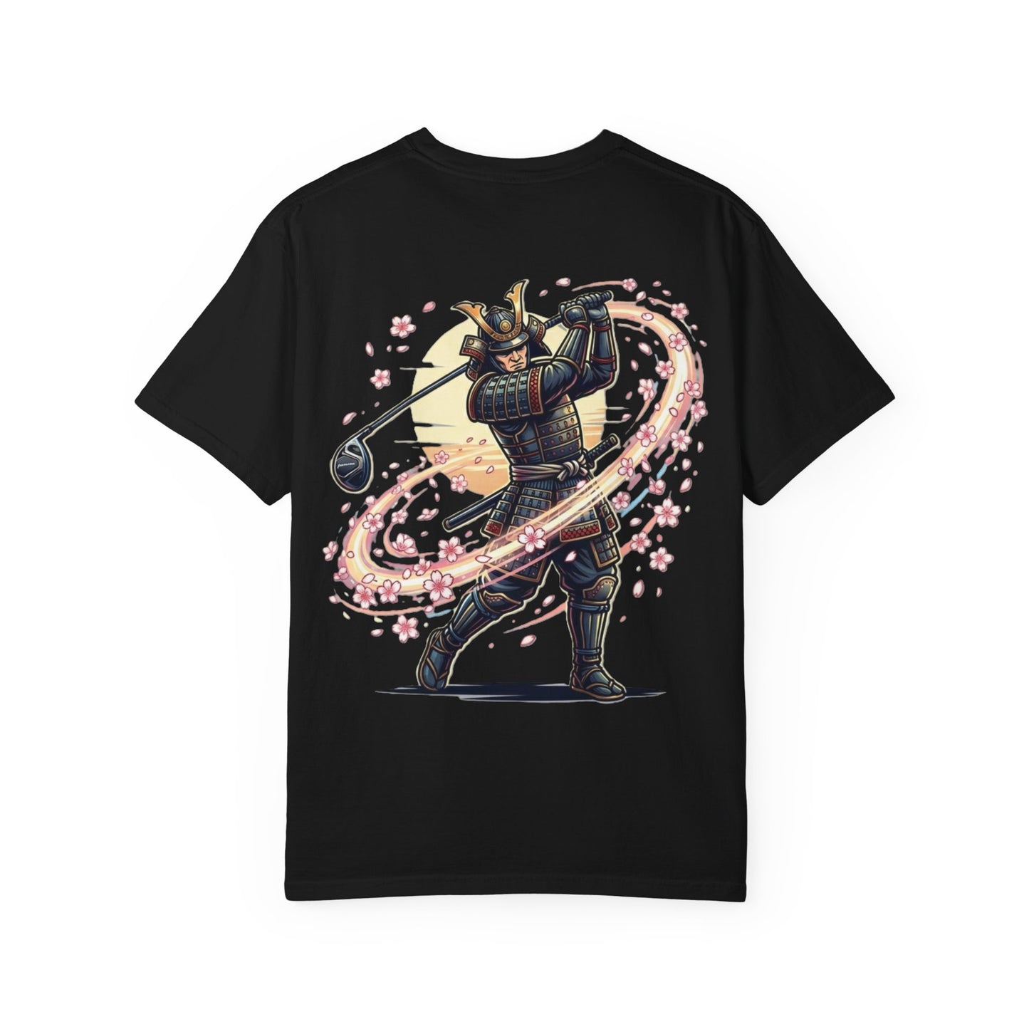 Zen Spot Golf Custom Warrior Samurai Golfer with Sakura Swing Graphic T-Shirt