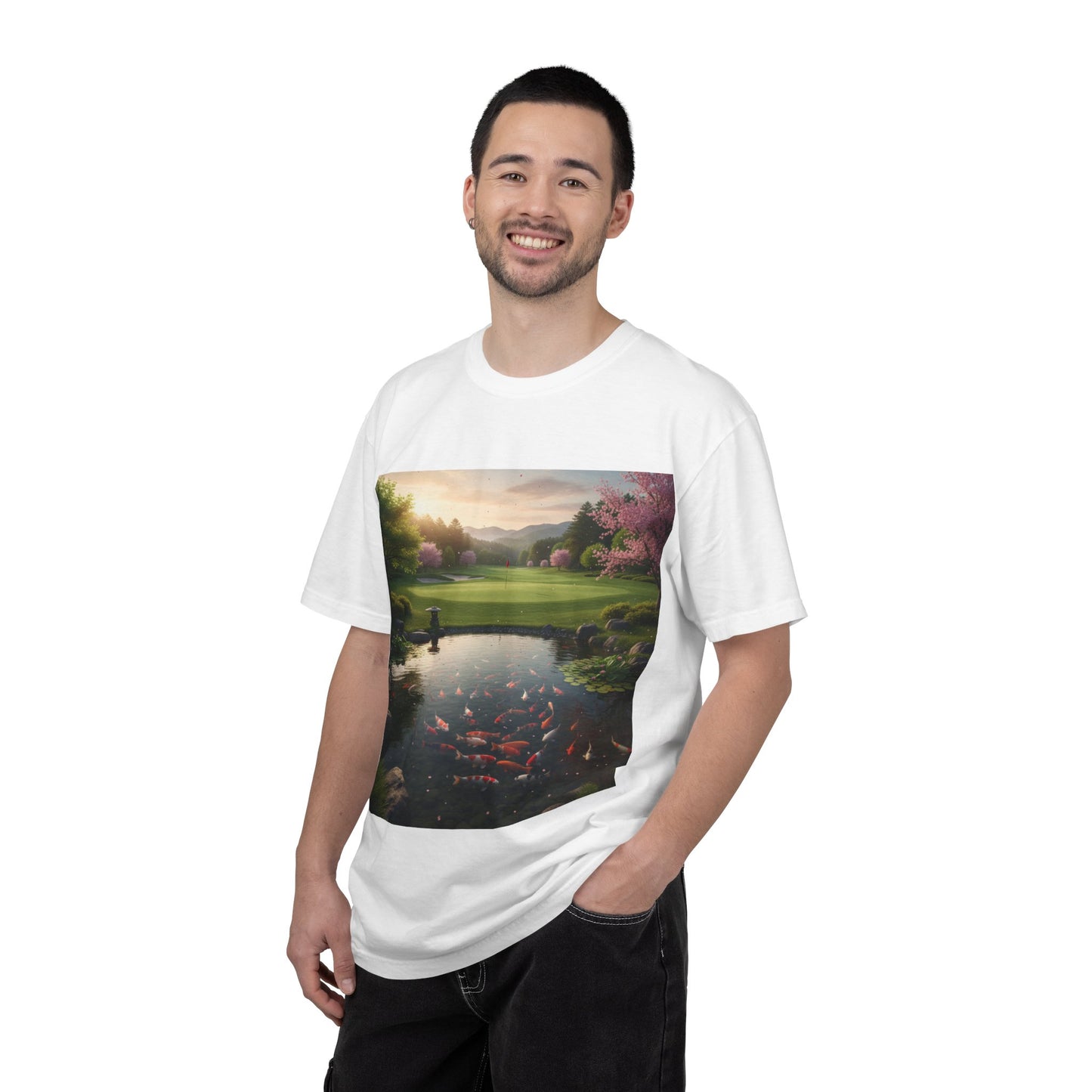 Zen Spot — Koi Pond Sunset Graphic Tee (Front Print)