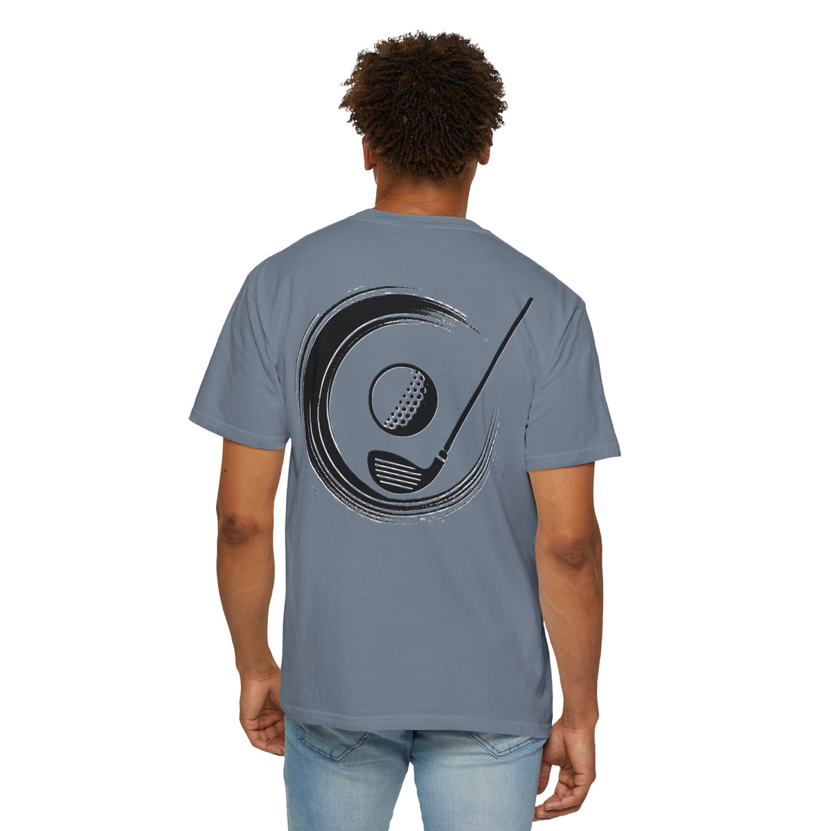 Enso Circle Golf  Stroke Chest and Back Design Graphic T-Shirt