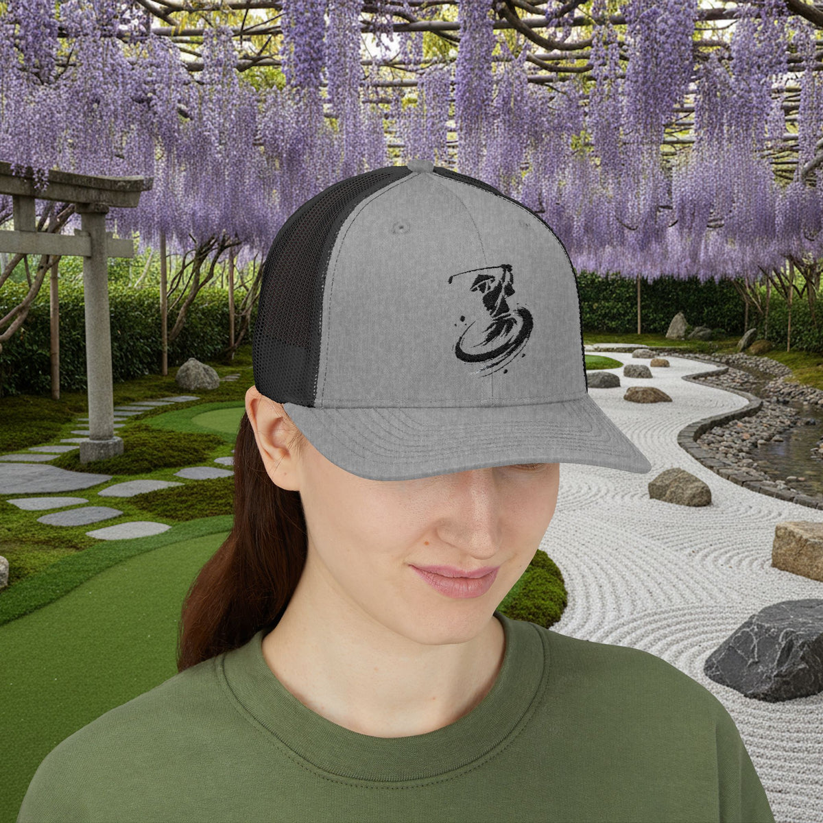 Embroidered Kendo Samurai Golf Swing Trucker Hat