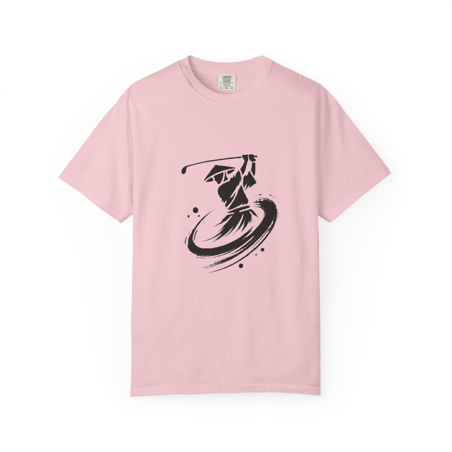 Zen Spot Golf Custom Ink Brush Zen Golfer Swing Graphic T‑Shirt