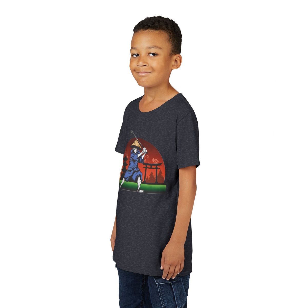 Japanese Samurai Golfer Retro Graphic Kid T-Shirt