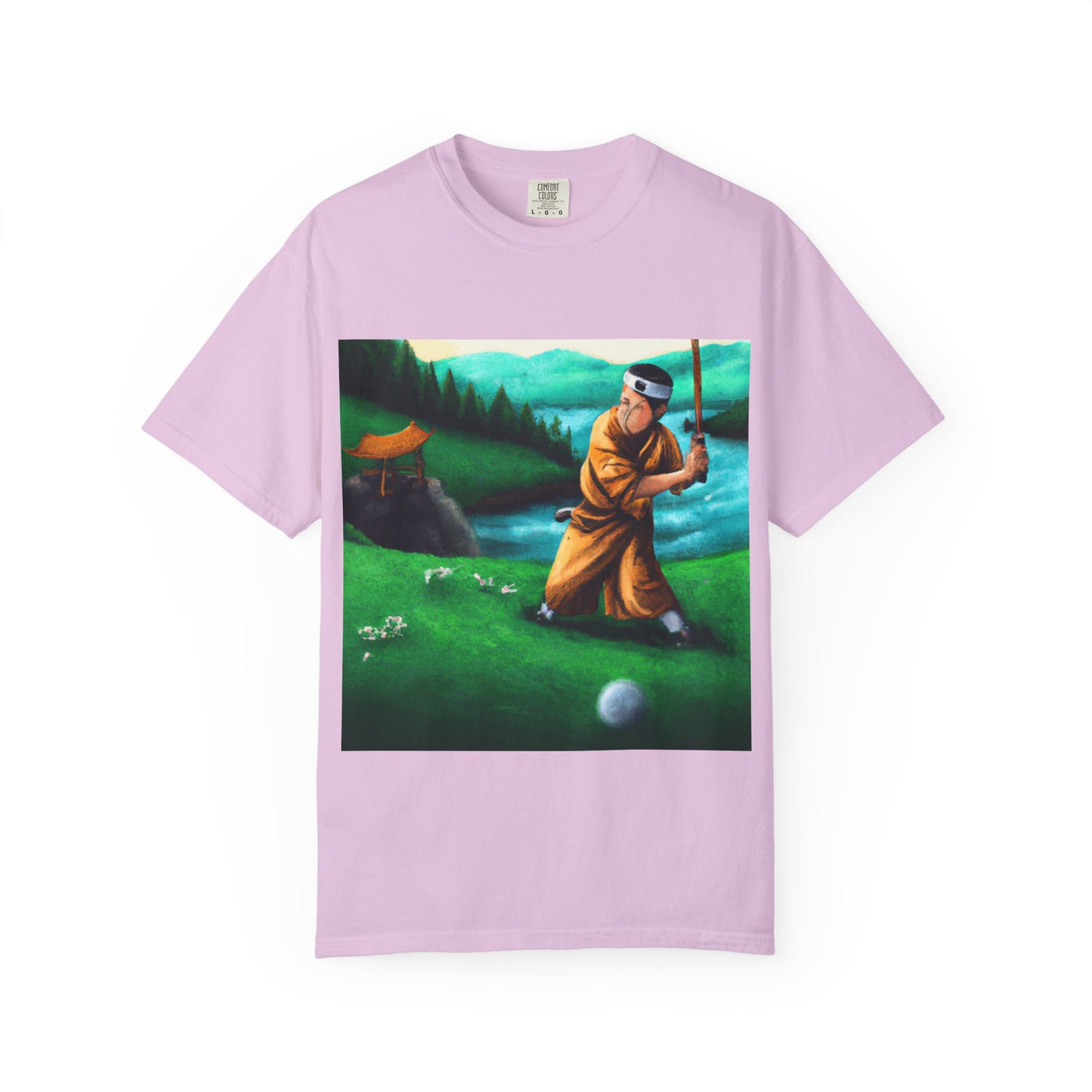 Zen Spot Golf Custom Monk Golfer Oil Painting Art Graphic T-Shirt
