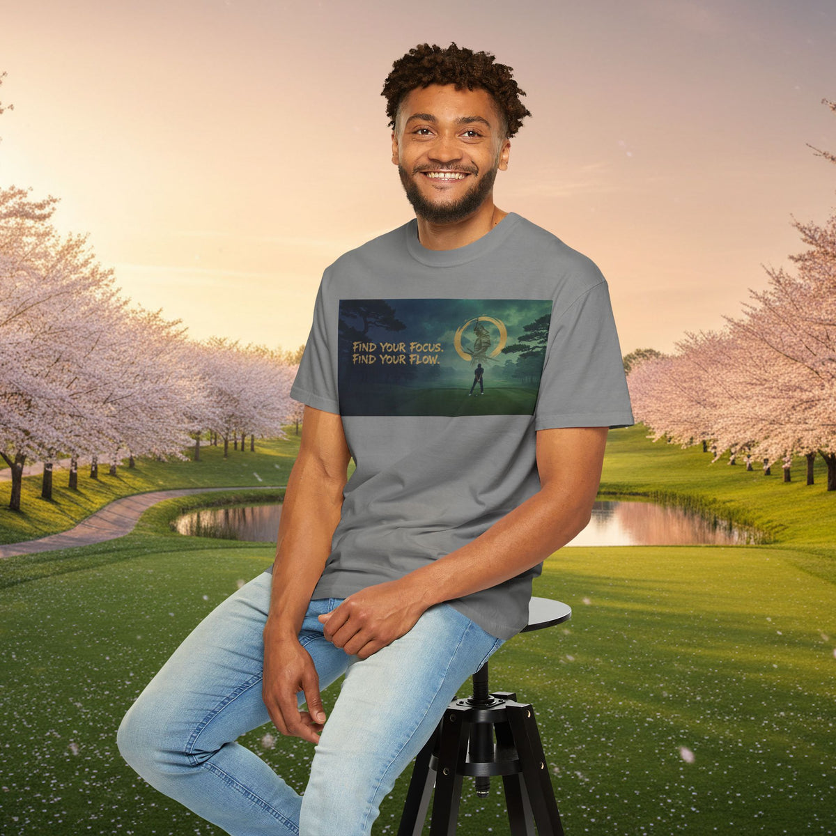 Find Your Focus Motivational Golf Course Graphic T-Shirt