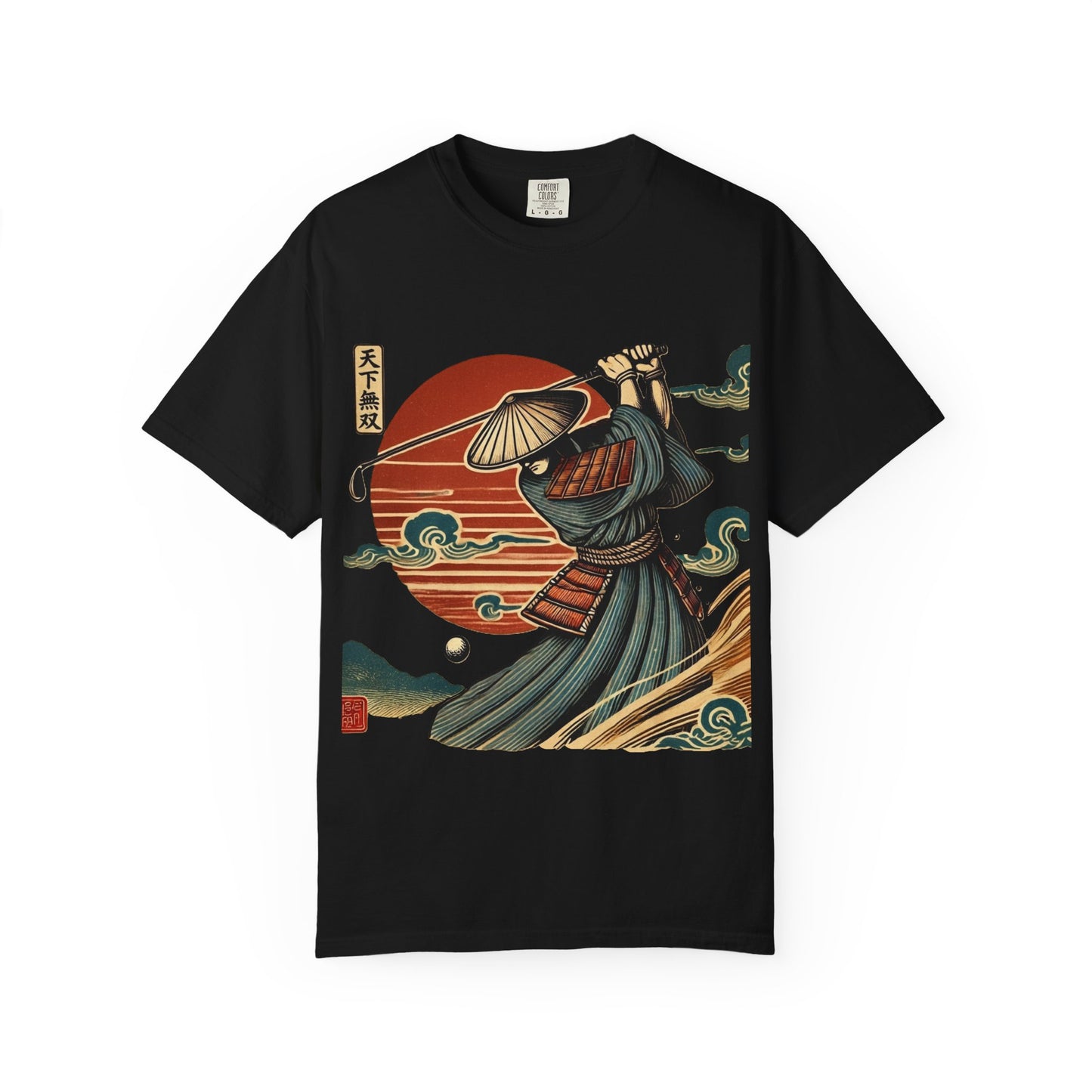 Zen Spot Golf Custom Samurai Golfer Sunset T-Shirt