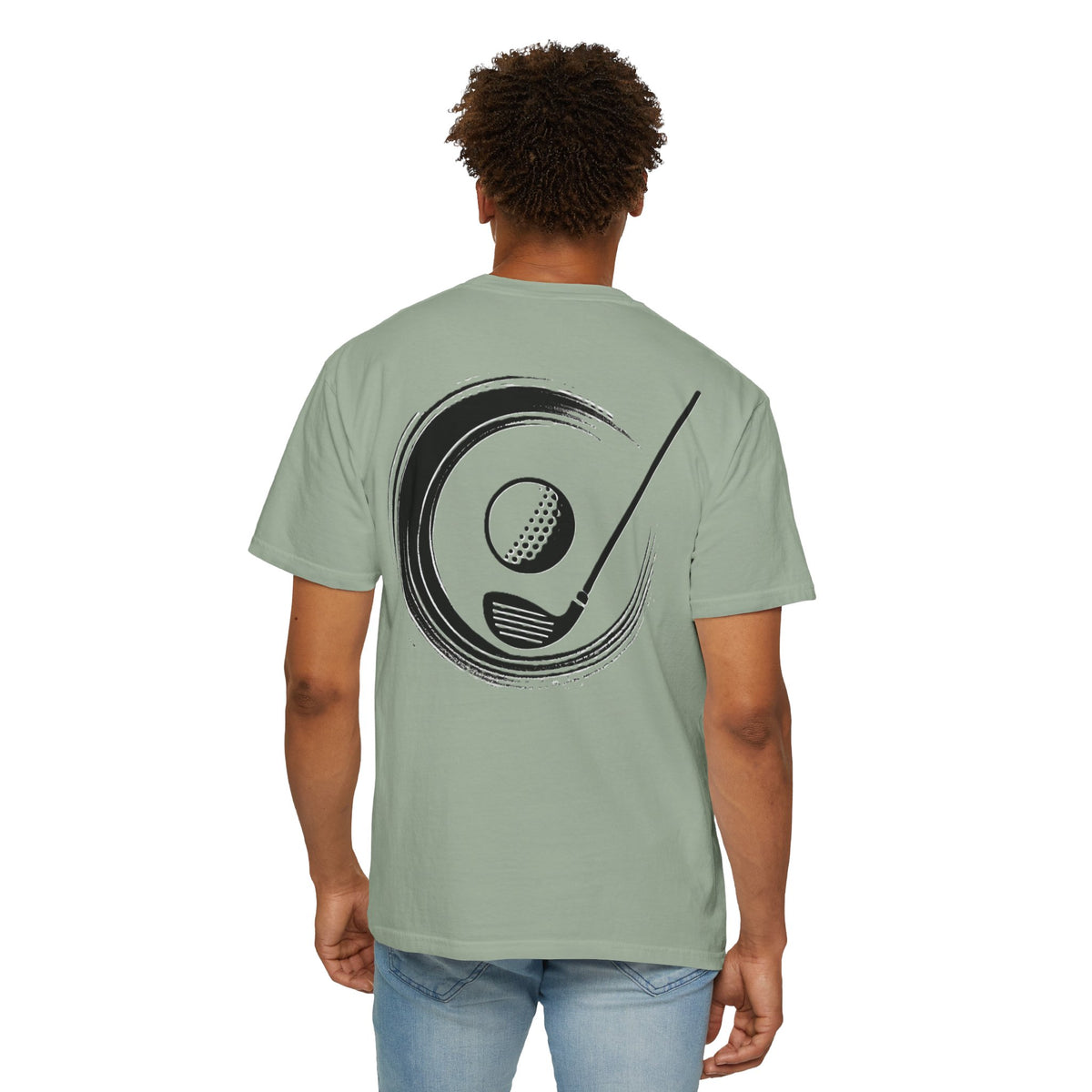 Enso Circle Golf  Stroke Chest and Back Design Graphic T-Shirt
