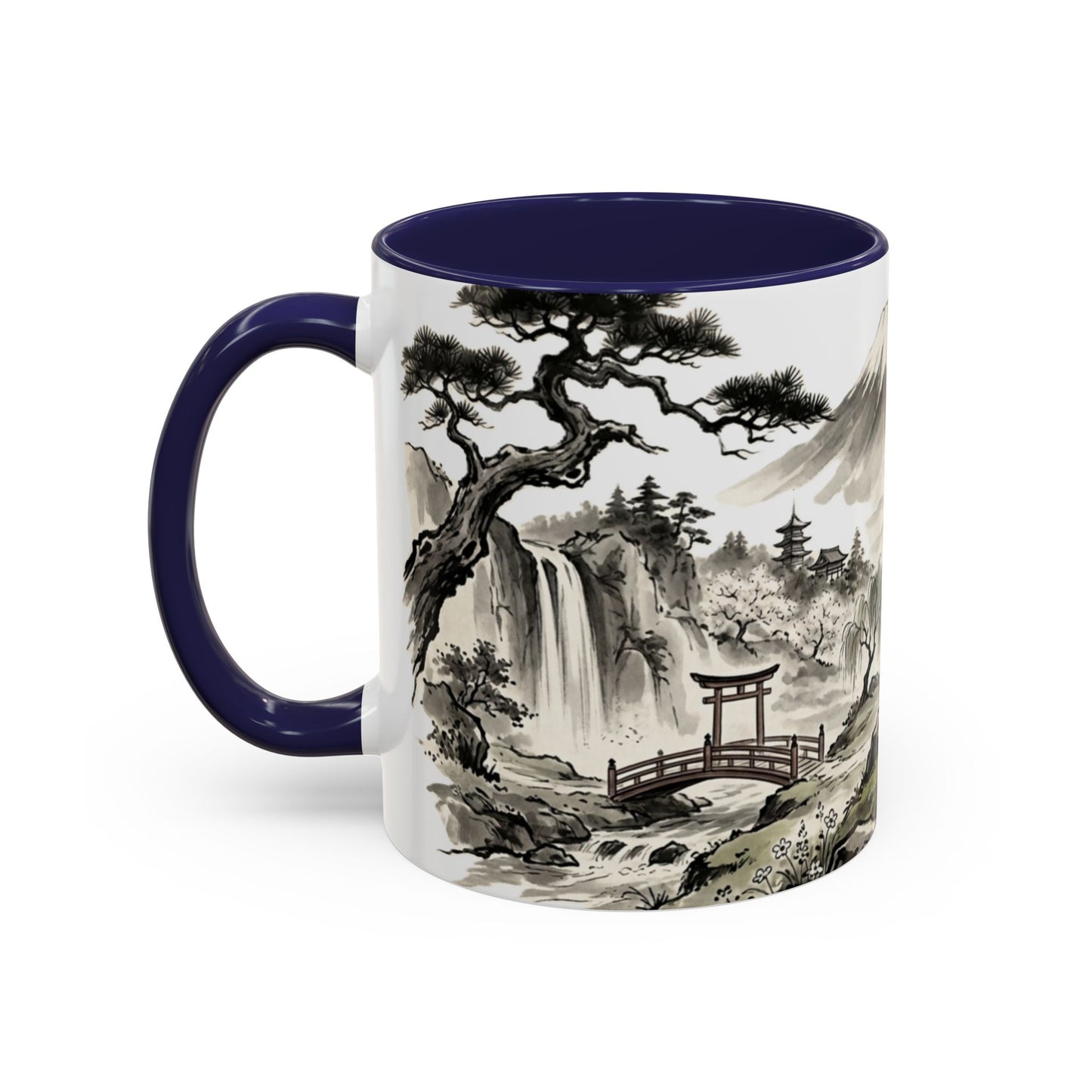 Zen Spot Golf Custom Japanese Golf Scene Accent Coffee Mug Ukiyo-e Style Golfing Geisha (11/15oz)