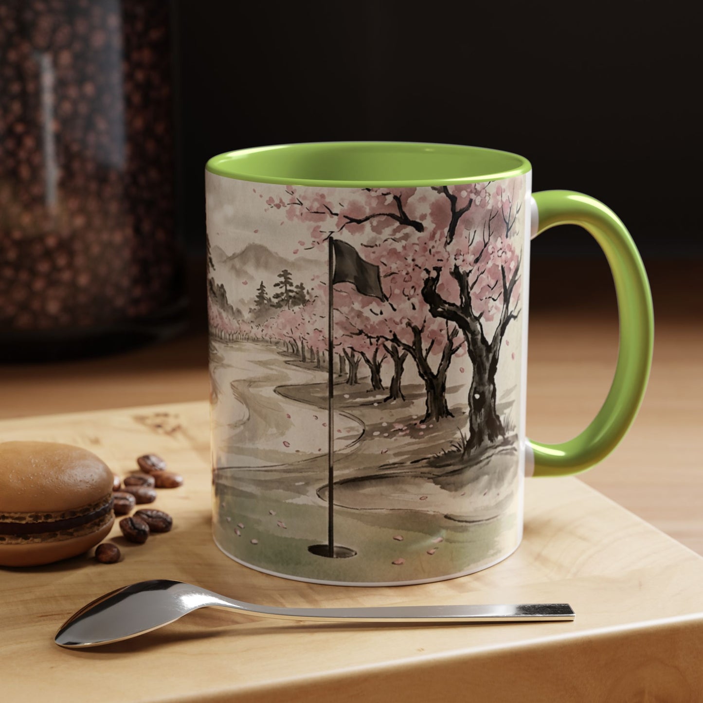Zen Spot Golf Custom Cherry Blossom Golf Mug Scenic Sakura Golf Course Coffee Cup (11/15 oz)