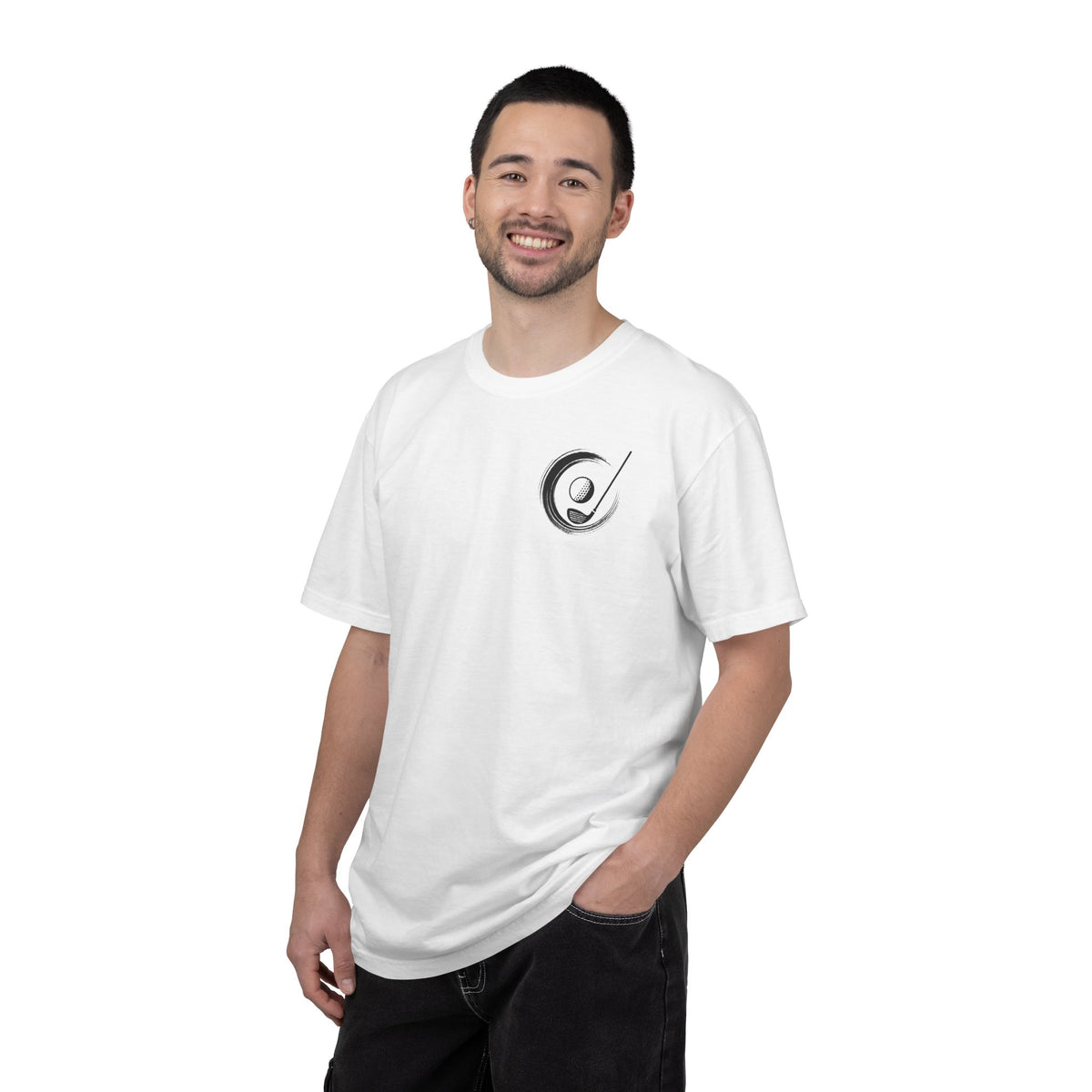 Enso Circle Chest Dragon Golf Ball Back Design Graphic T-Shirt