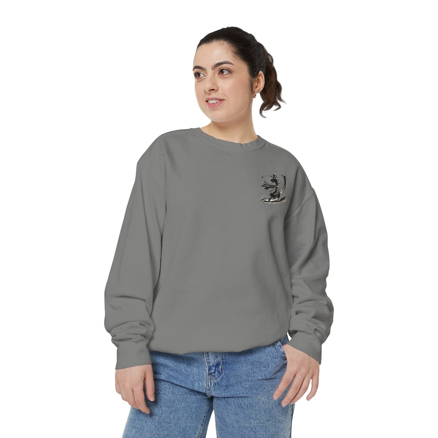 Zen Spot Golf Custom Ink Brush Warrior Samurai Golfer Graphic Sweatshirt