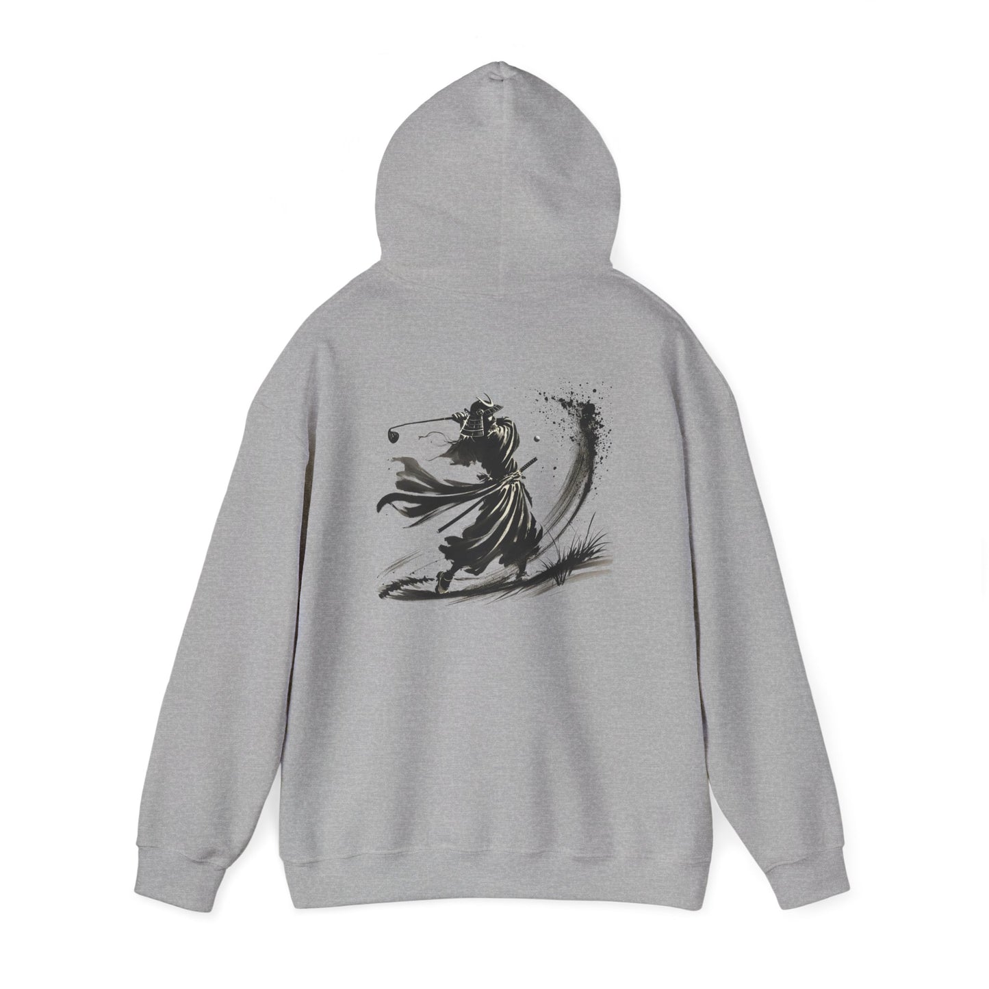 Zen Spot Golf Custom Gildan Samurai Golfer Ink Brush Stroke Hoodie | Sumi-e Warrior Back Print