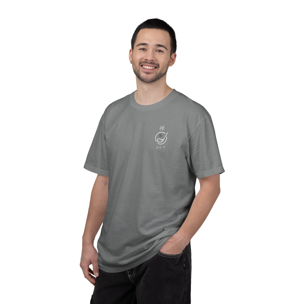 Japanese Kanji Zen Golf Chest and Back Graphic T‑Shirt
