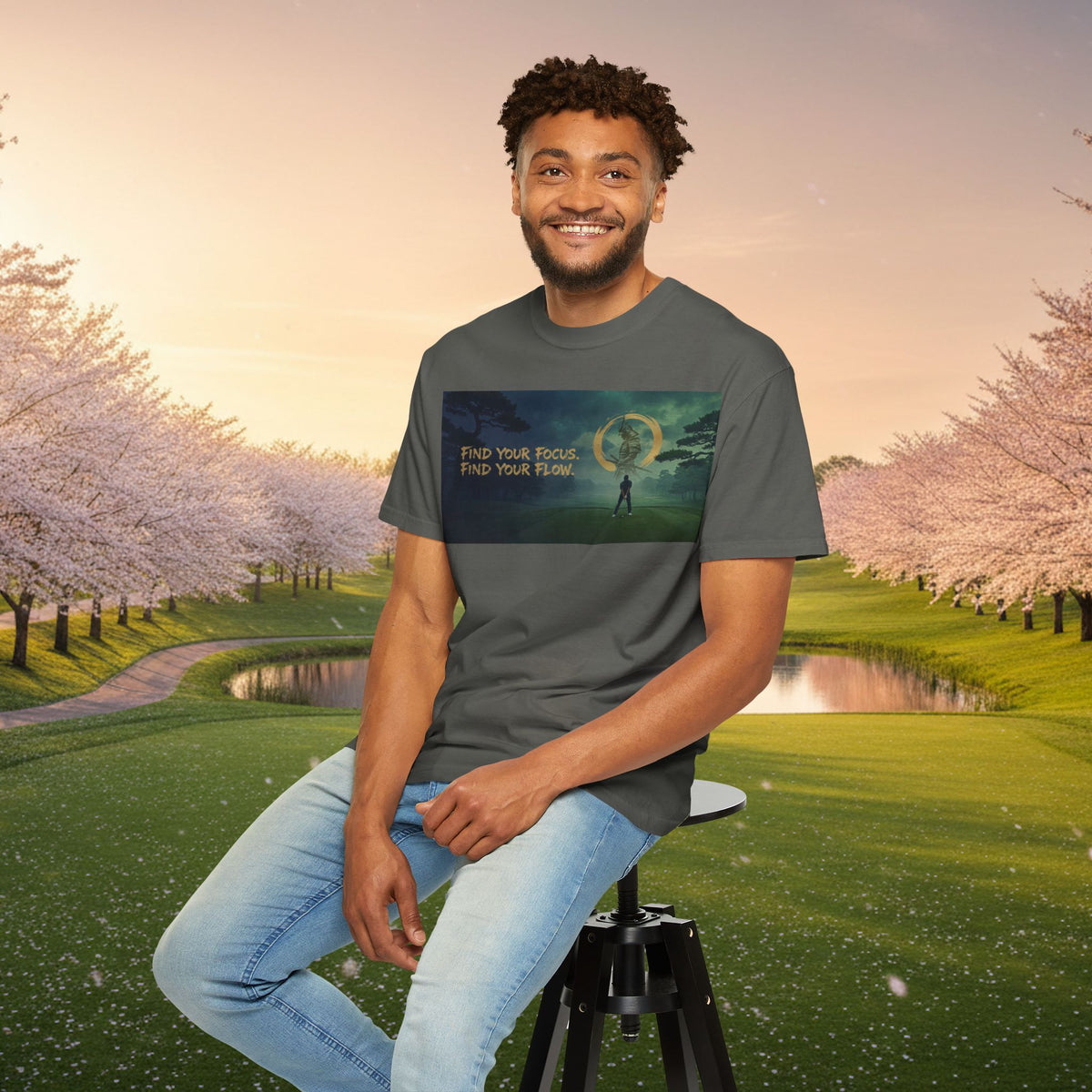 Find Your Focus Motivational Golf Course Graphic T-Shirt