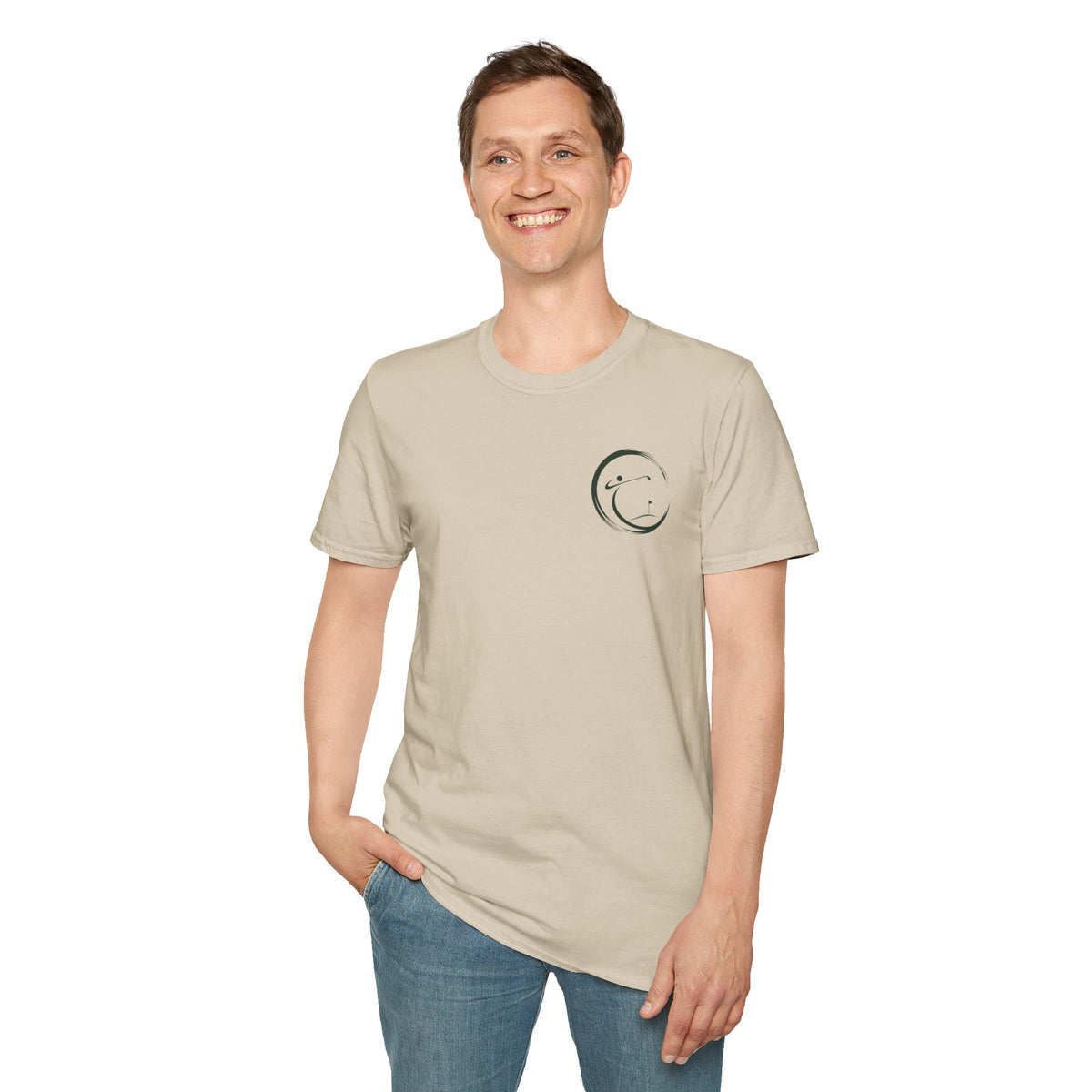 Enso Circle Golfer T-Shirt — Small Chest Logo, Cozy Casual Tee
