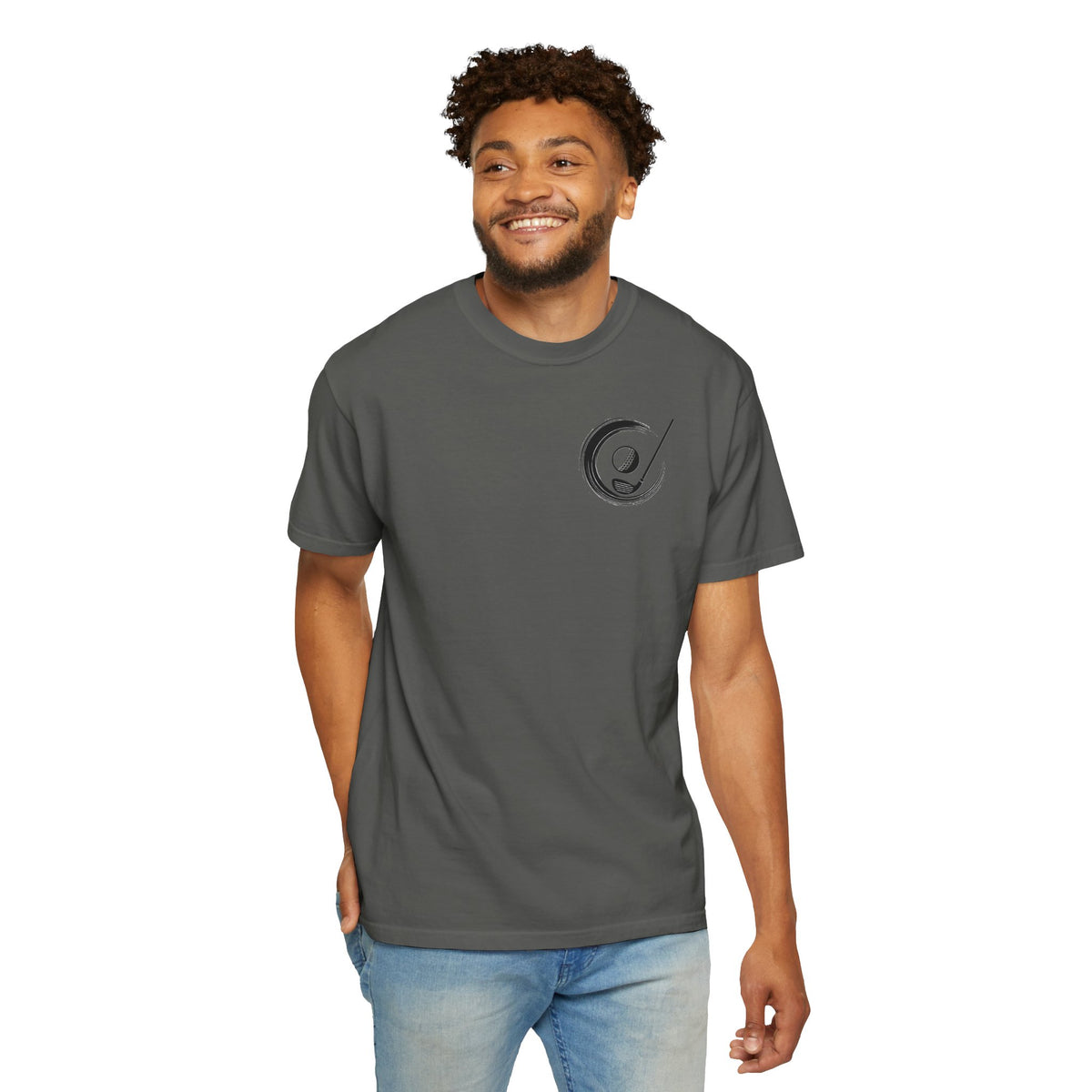 Enso Circle Golf  Stroke Chest Vintage Monk Golfer Back Graphic T-Shirt