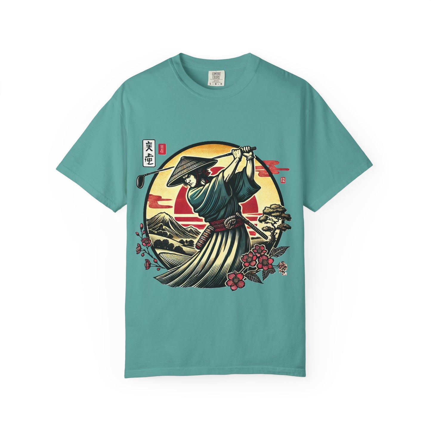 Zen Spot Golf Custom Samurai Golfer Sunset T-Shirt