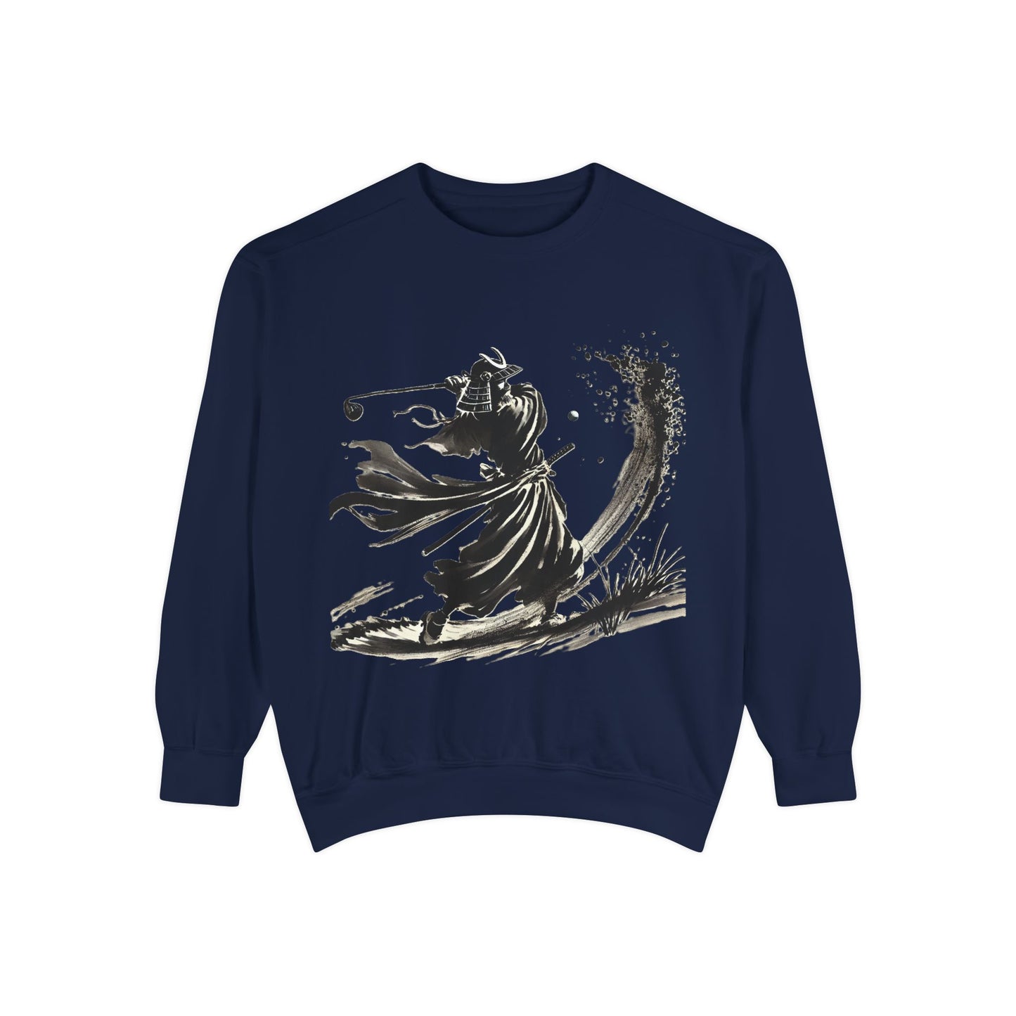 Zen Spot Golf Custom Ink Brush Warrior Samurai Golfer Sweatshirt