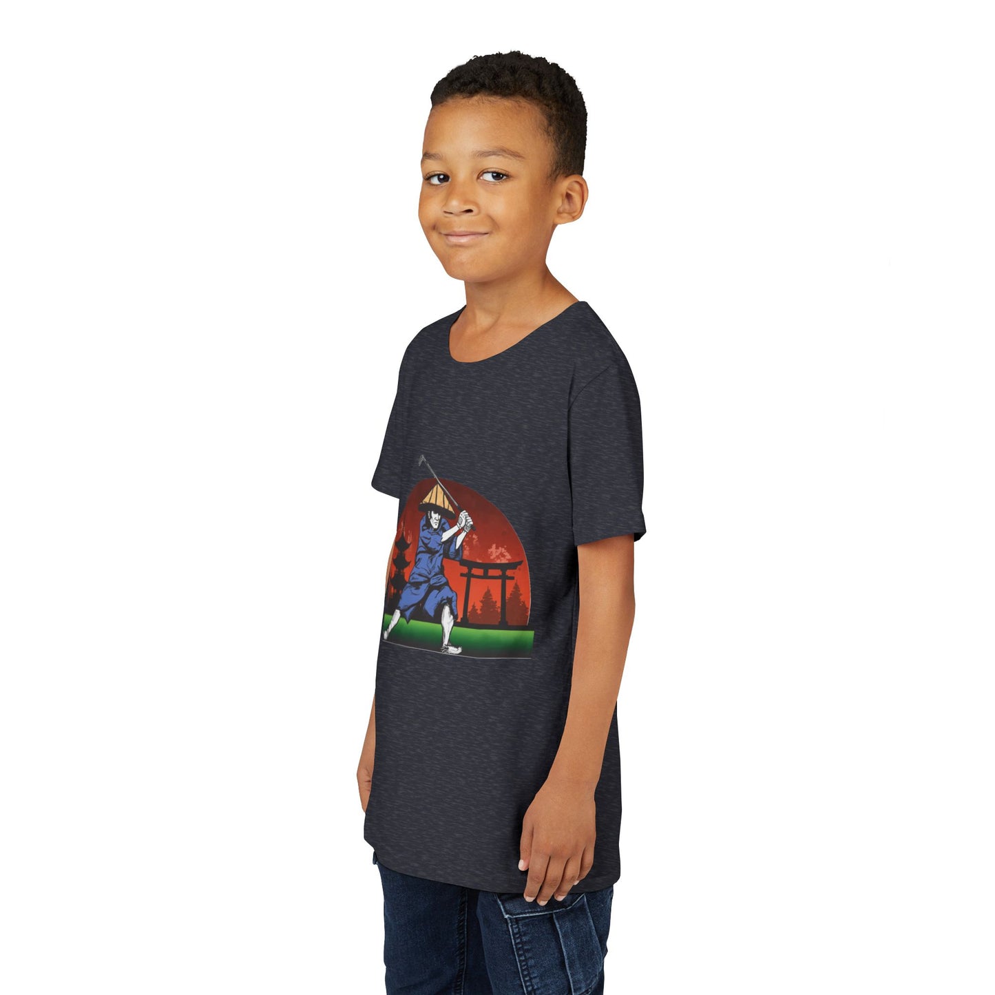 Zen Spot Golf Custom Japanese Samurai Golfer Graphic Kid T-Shirt
