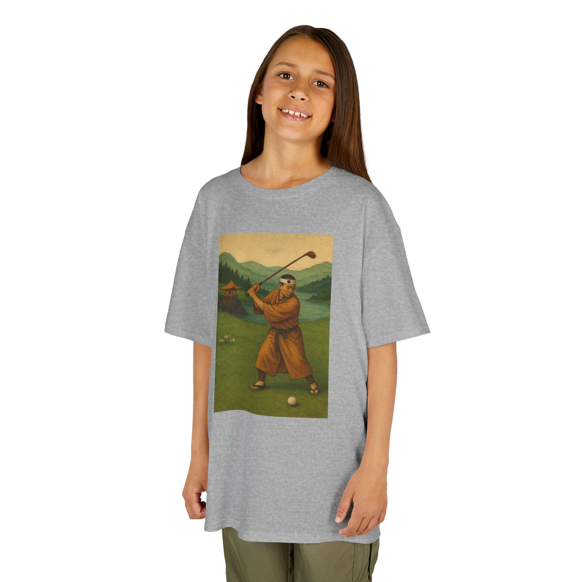 Vintage Monk Golfer Kids Graphic T‑Shirt