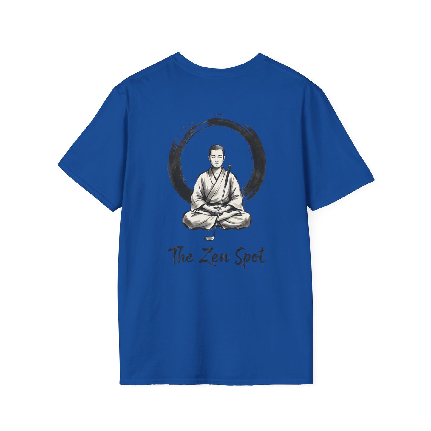 Zen Spot Golf Custom Gildan Zen Buddha Golfer Enso Circle illustration "The Zen Spot" logo T-Shirt