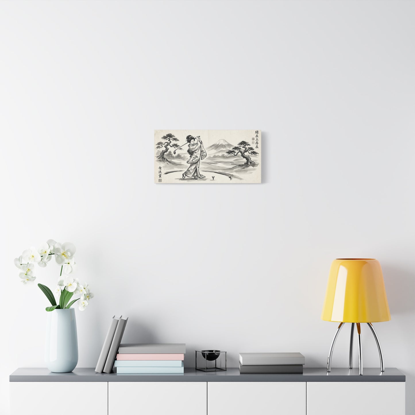 Vintage Japanese Ukiyo-e Golf Print — Matte Stretched Canvas Wall Art