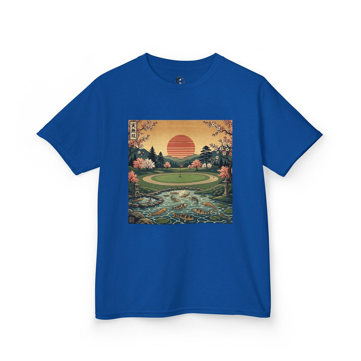 Zen Spot Golf Custom Vintage Japanese Sunset Golf Course Graphic Kids T-Shirt