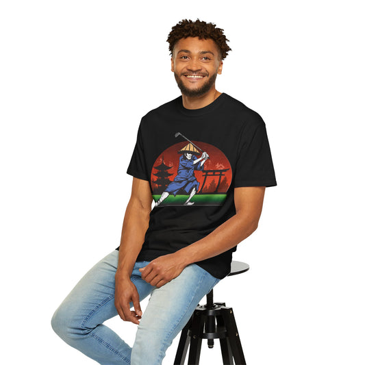 Japanese Sunset Samurai Golfer Graphic T-Shirt