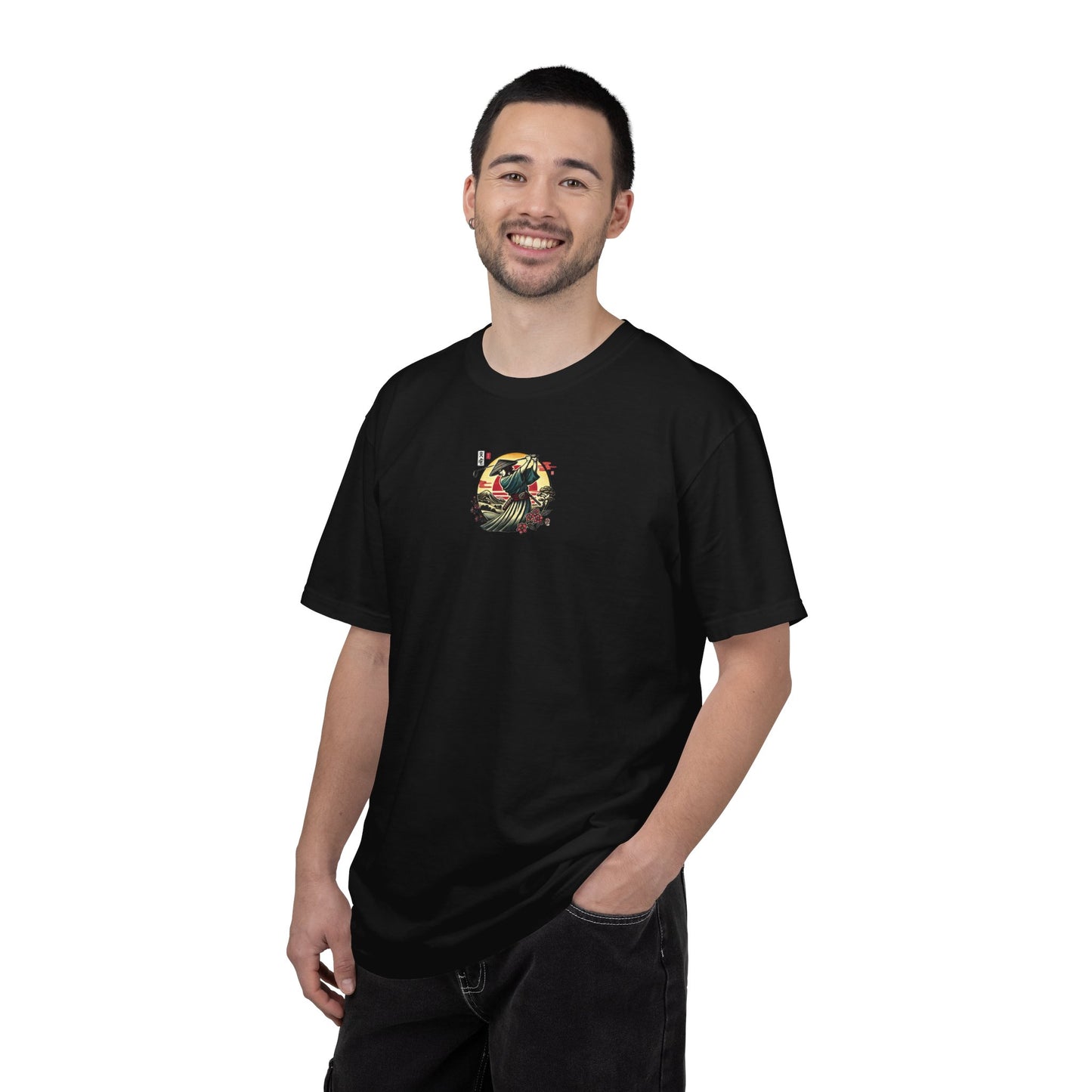 Zen Spot Golf Custom Japanese Warrior Samurai Golfer Sunset Graphic T-Shirt