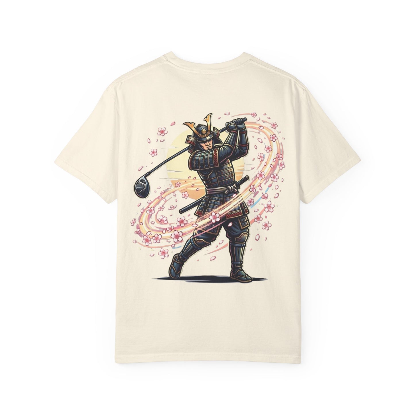 Zen Spot Golf Custom Warrior Samurai Golfer with Sakura Swing Graphic T-Shirt