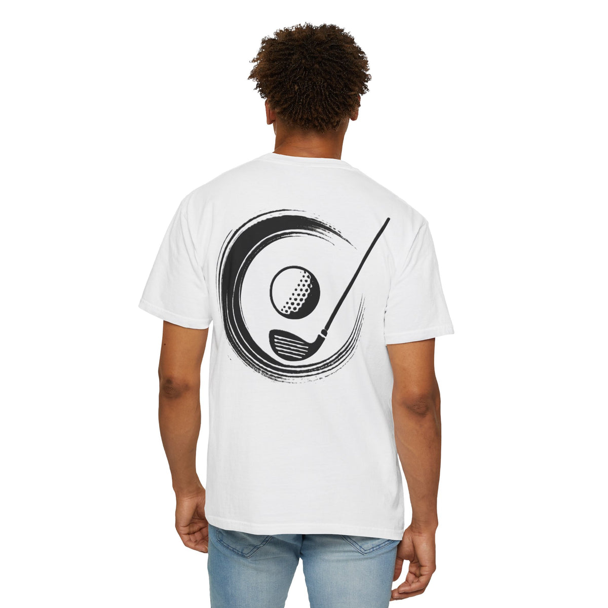 Enso Circle Golf  Stroke Chest and Back Design Graphic T-Shirt