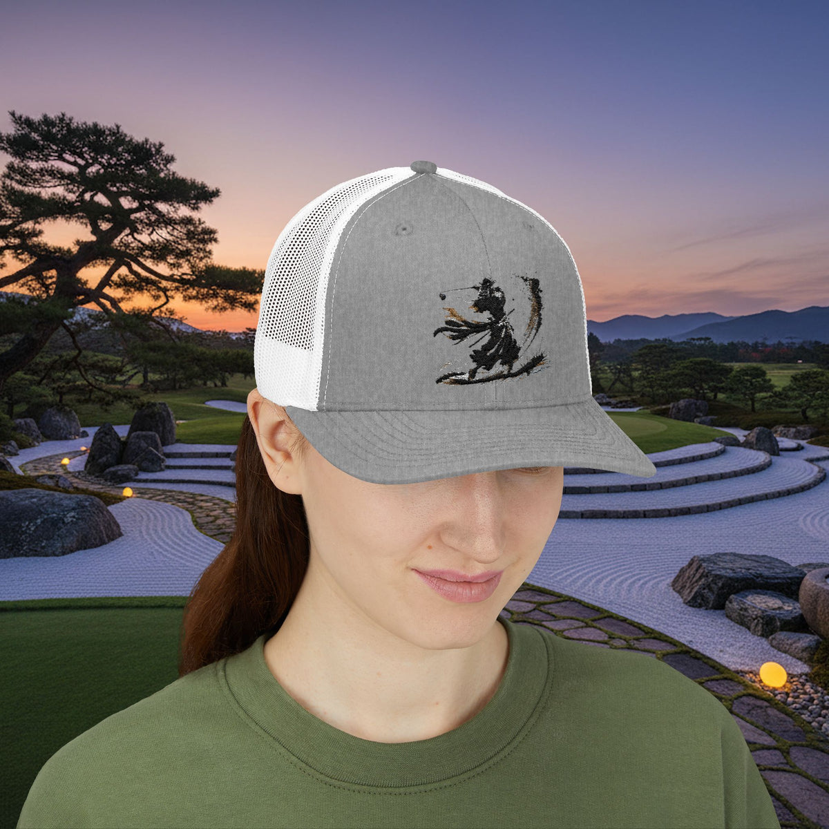 Embroidered Bunker Blast Samurai Golfer Trucker Cap