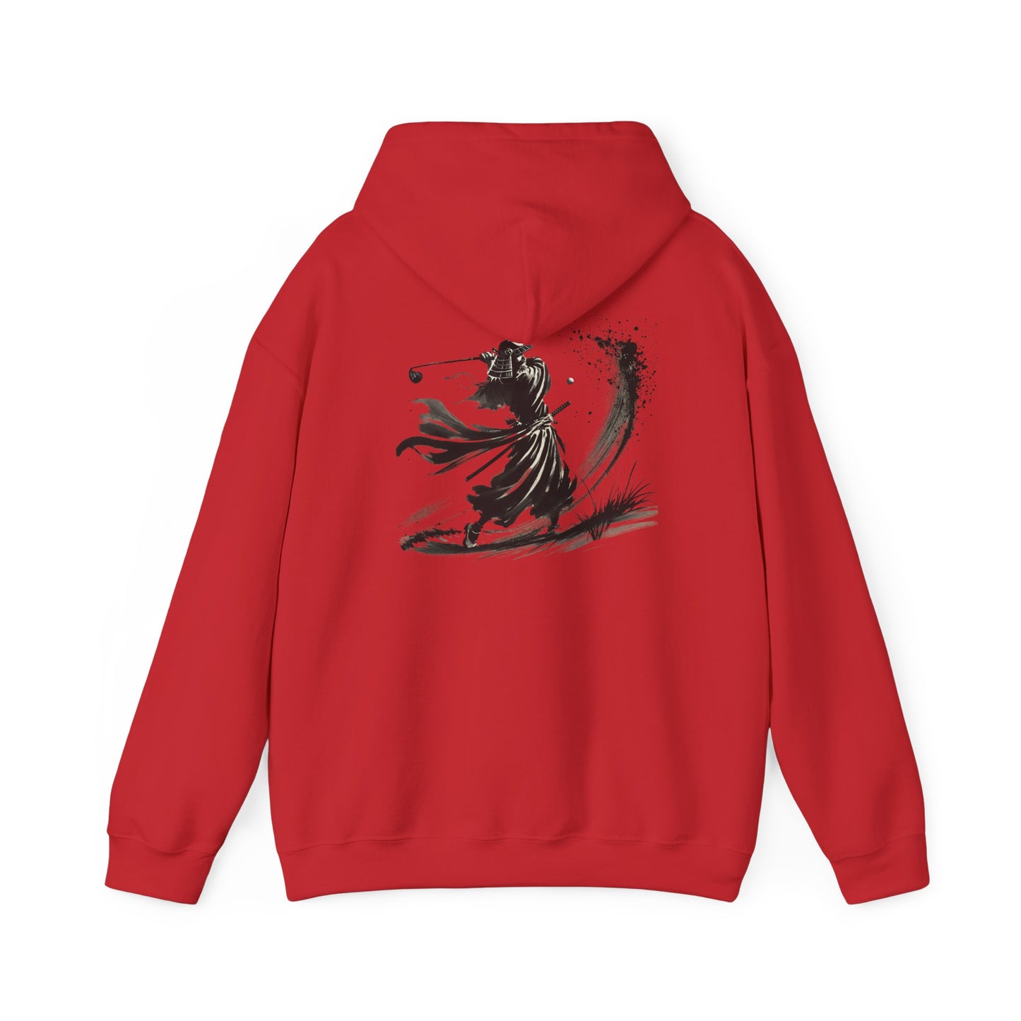 Zen Spot Golf Custom Gildan Samurai Golfer Ink Brush Stroke Hoodie | Sumi-e Warrior Back Print